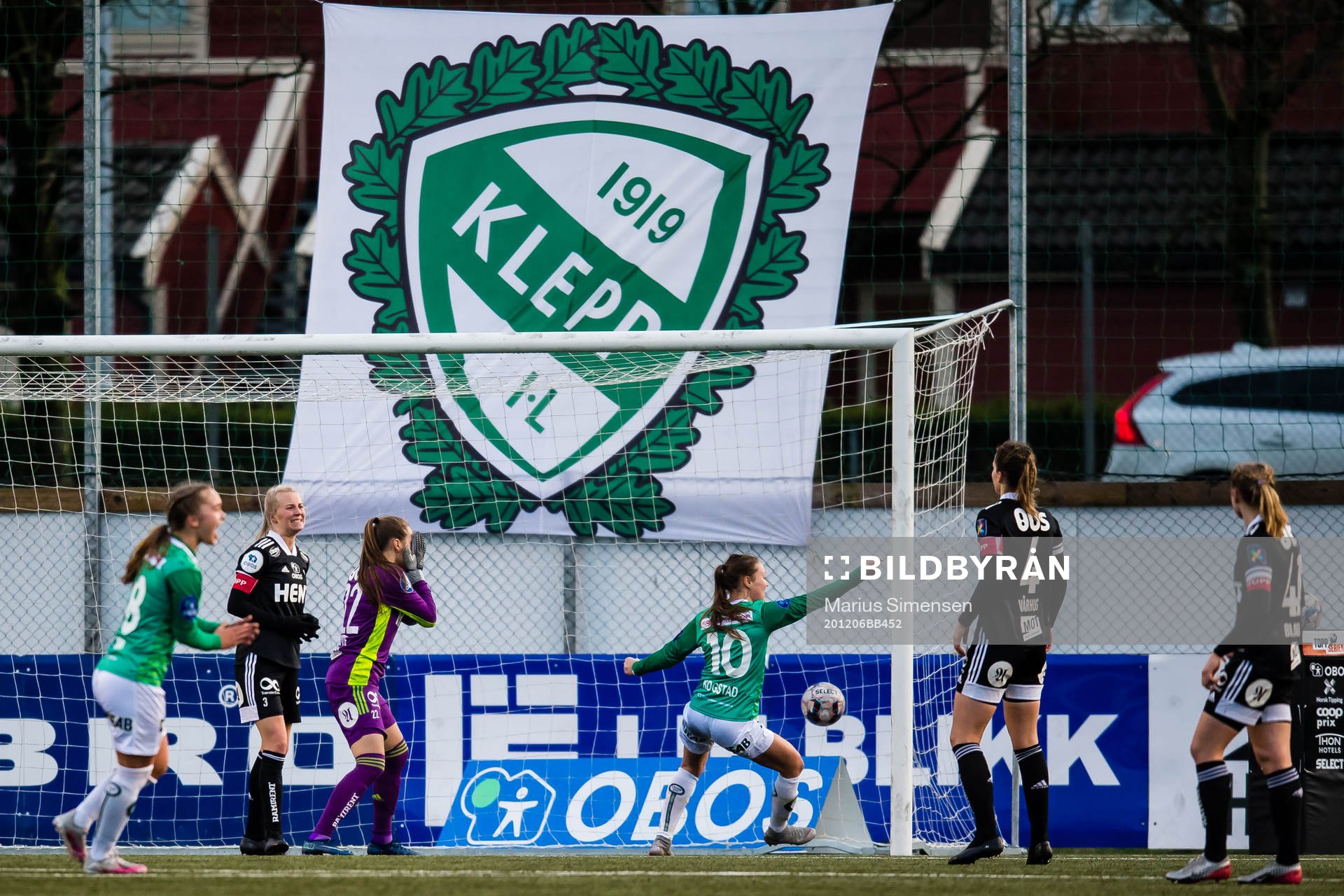Ingeborg Lye Skretting of Klepp scores the 1-2 goal during the Toppserien football match between Klepp and Rosenborg on December 6, 2020 in Klepp.