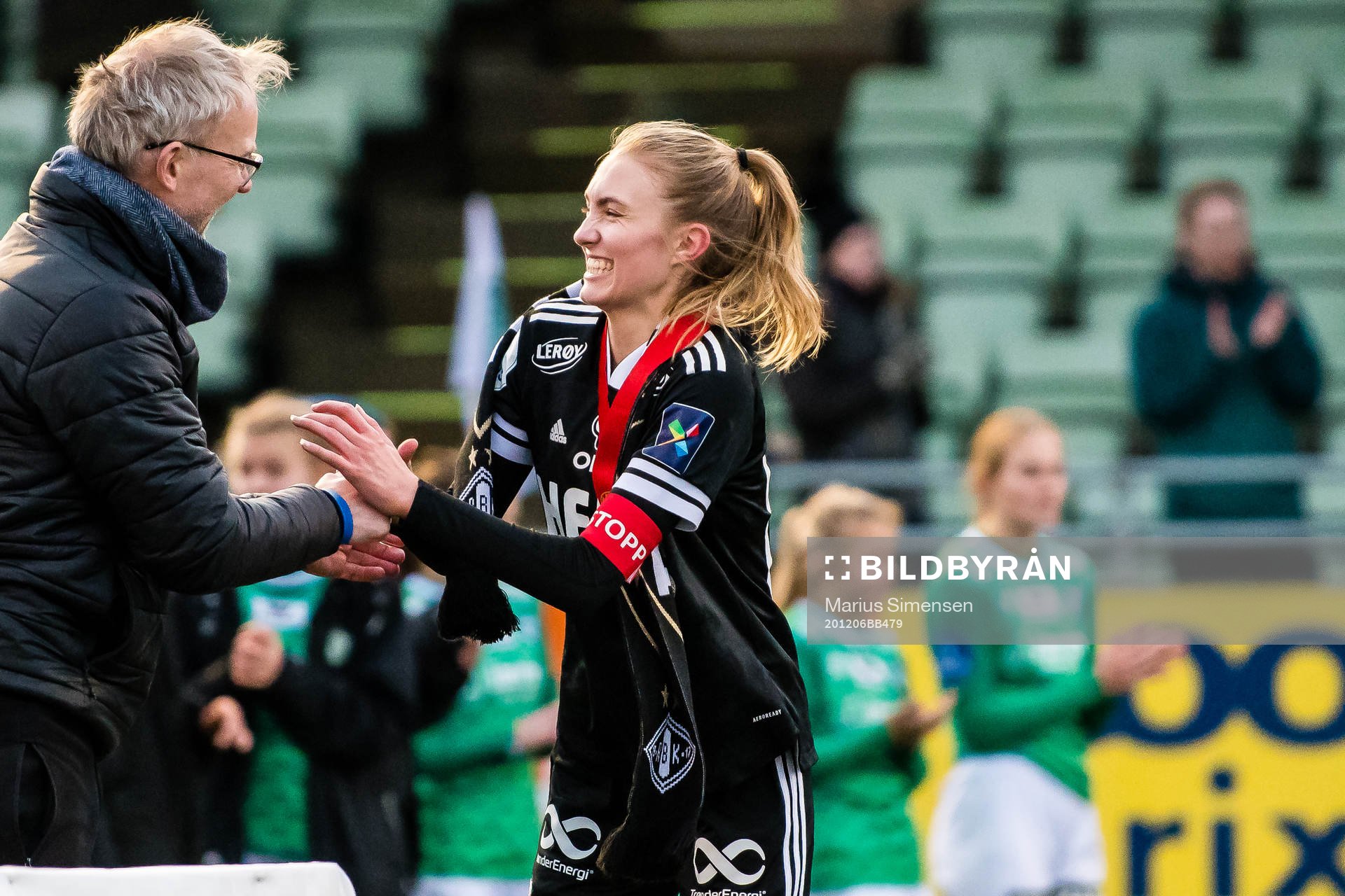 Emilie Lein of Rosenborg with her silver medal