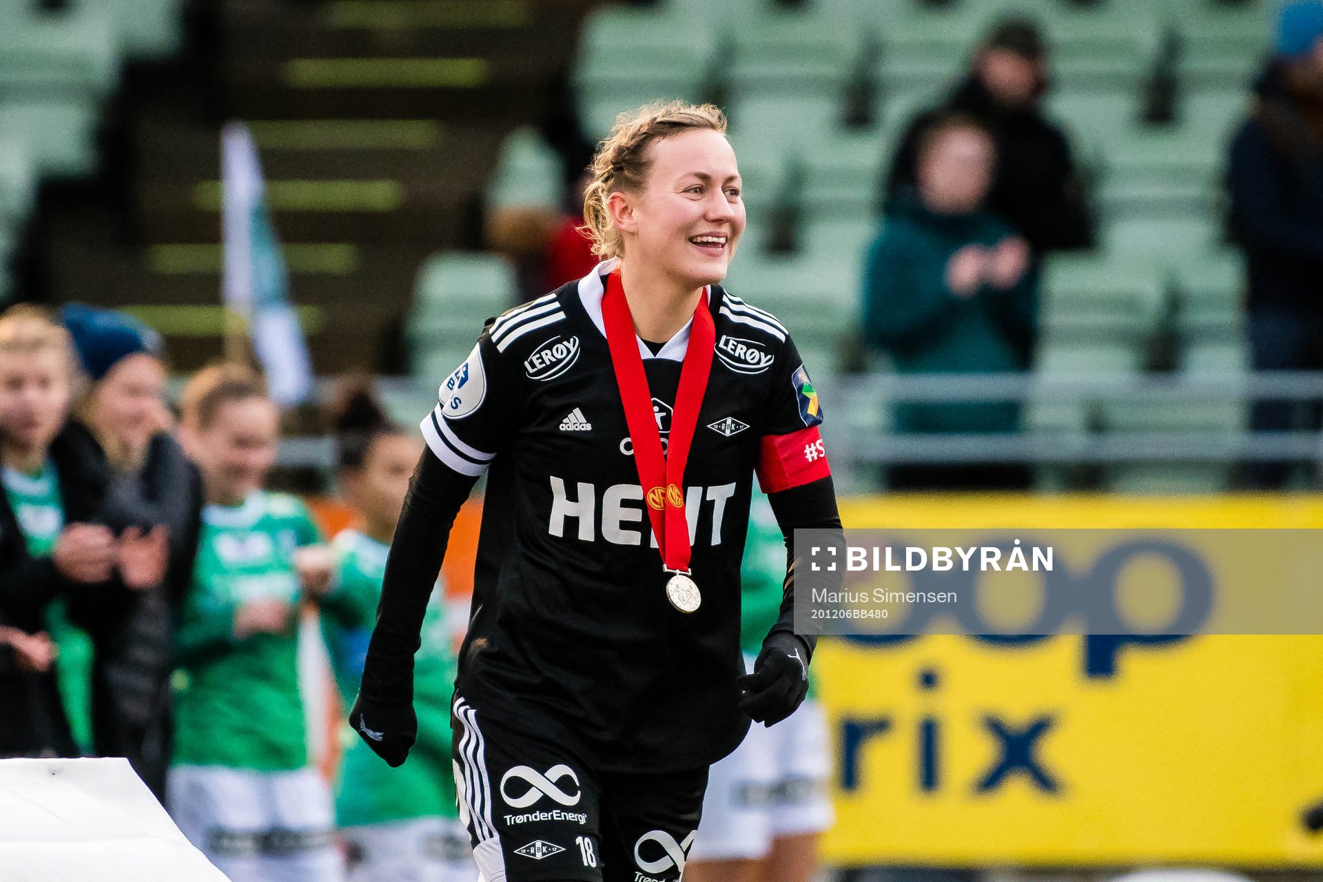 Kristine Minde of Rosenborg with her silver medal