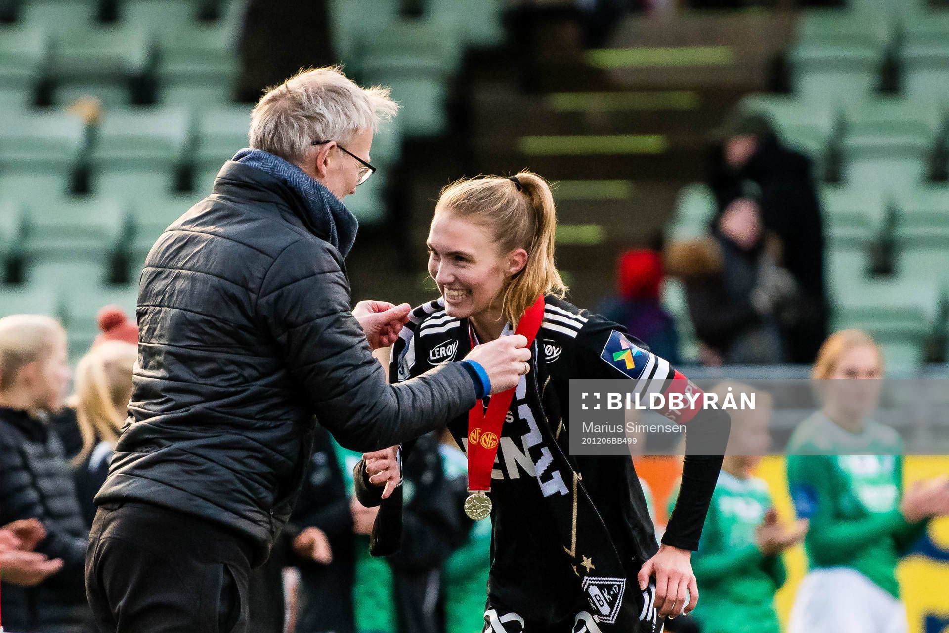 Emilie Lein of Rosenborg with her silver medal