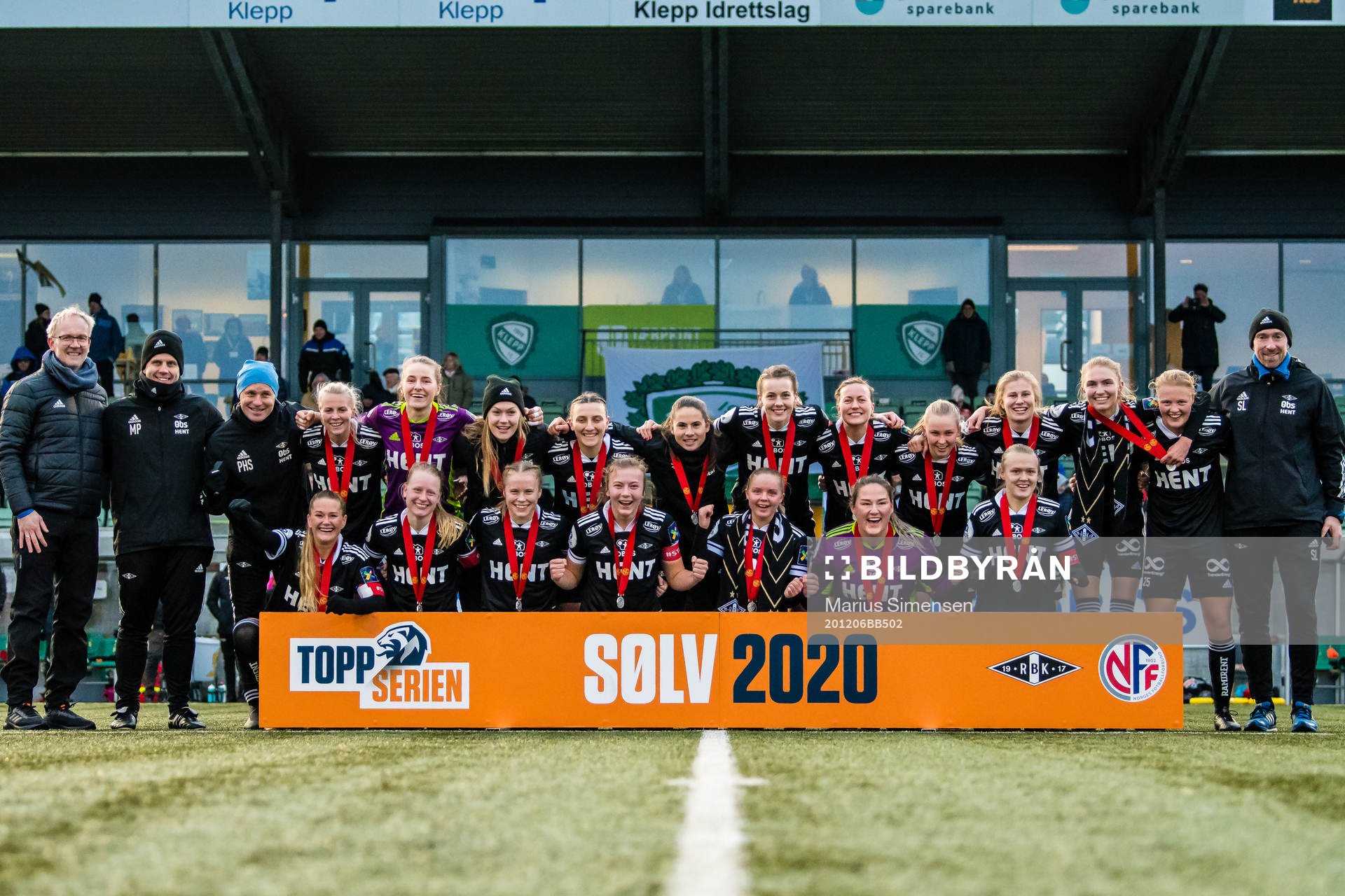 Players of Rosenborg with silver medals