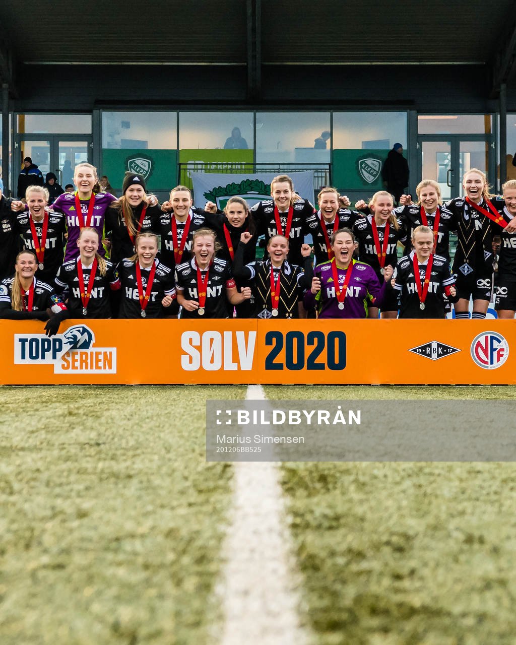 Players of Rosenborg with silver medals