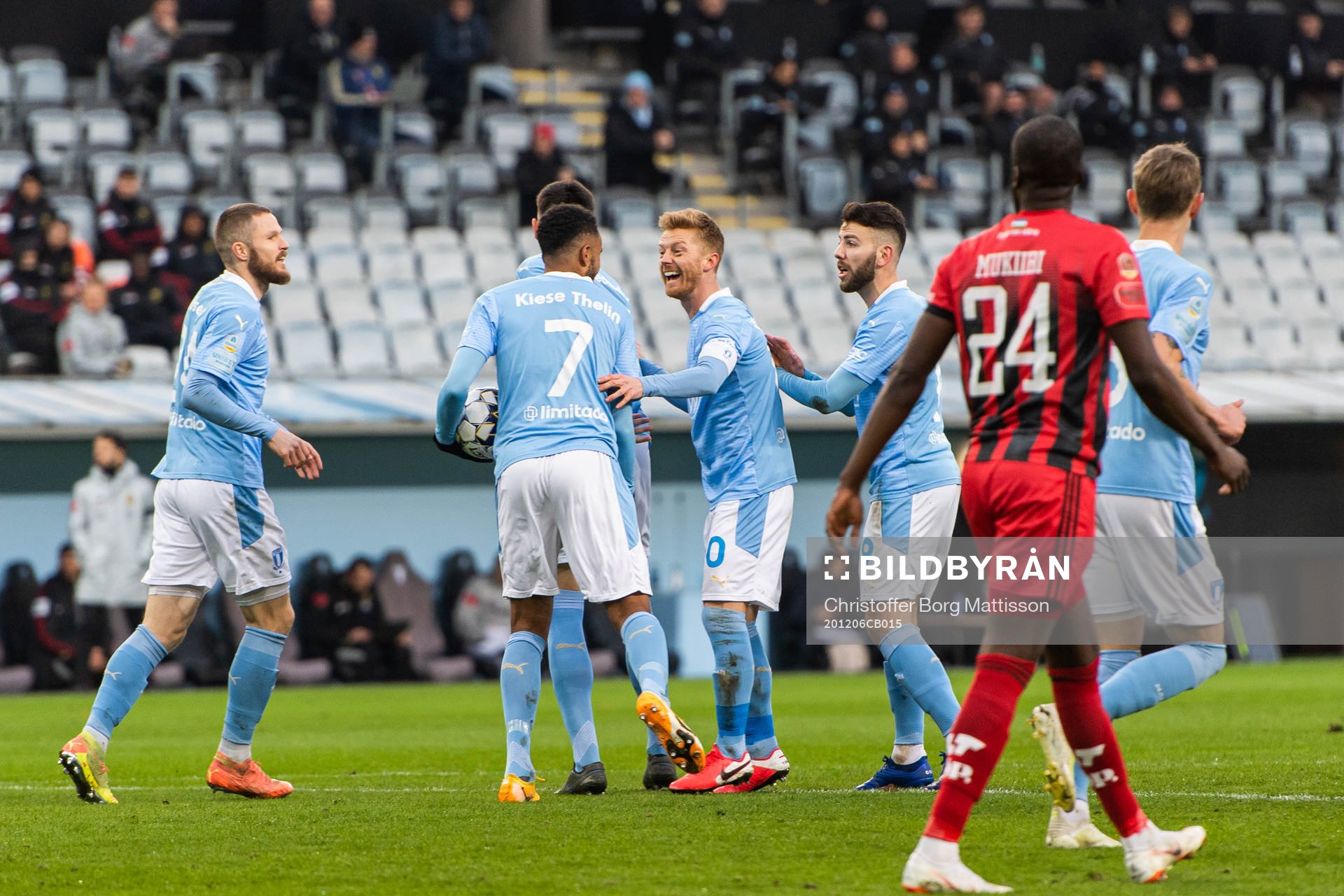 Malmö FFs Anders Christiansen och Isaac Kiese Thelin jublar