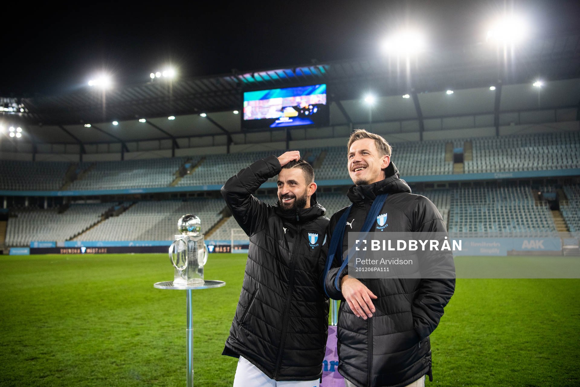 Malmö FFs Behrang Safari och målvakt Johan Dahlin