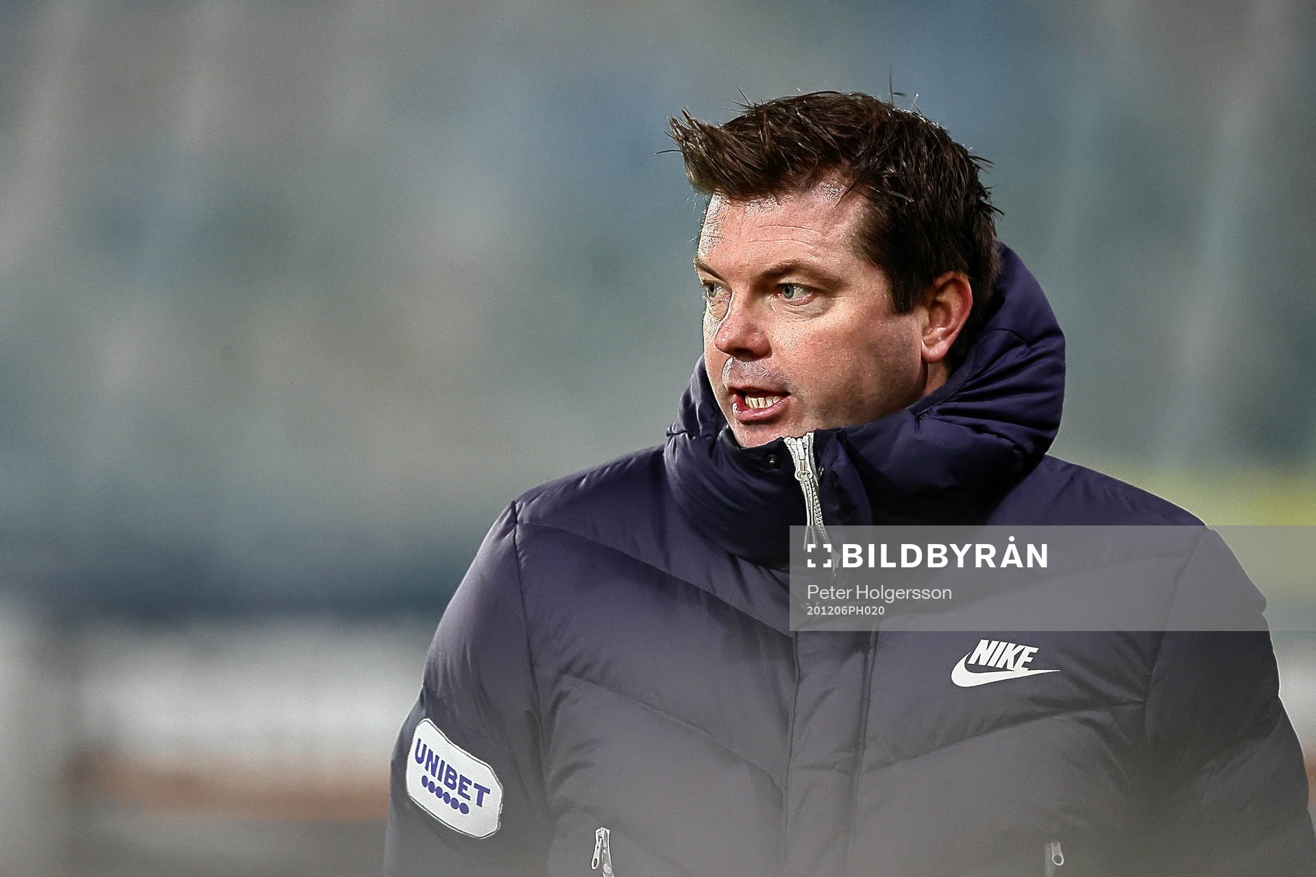 IFK Norrköpings tränare Jens Gustafsson under fotbollsmatchen i Allsvenskan mellan IFK Norrköping och Helsingborg den 6 december 2020 i Norrköping.