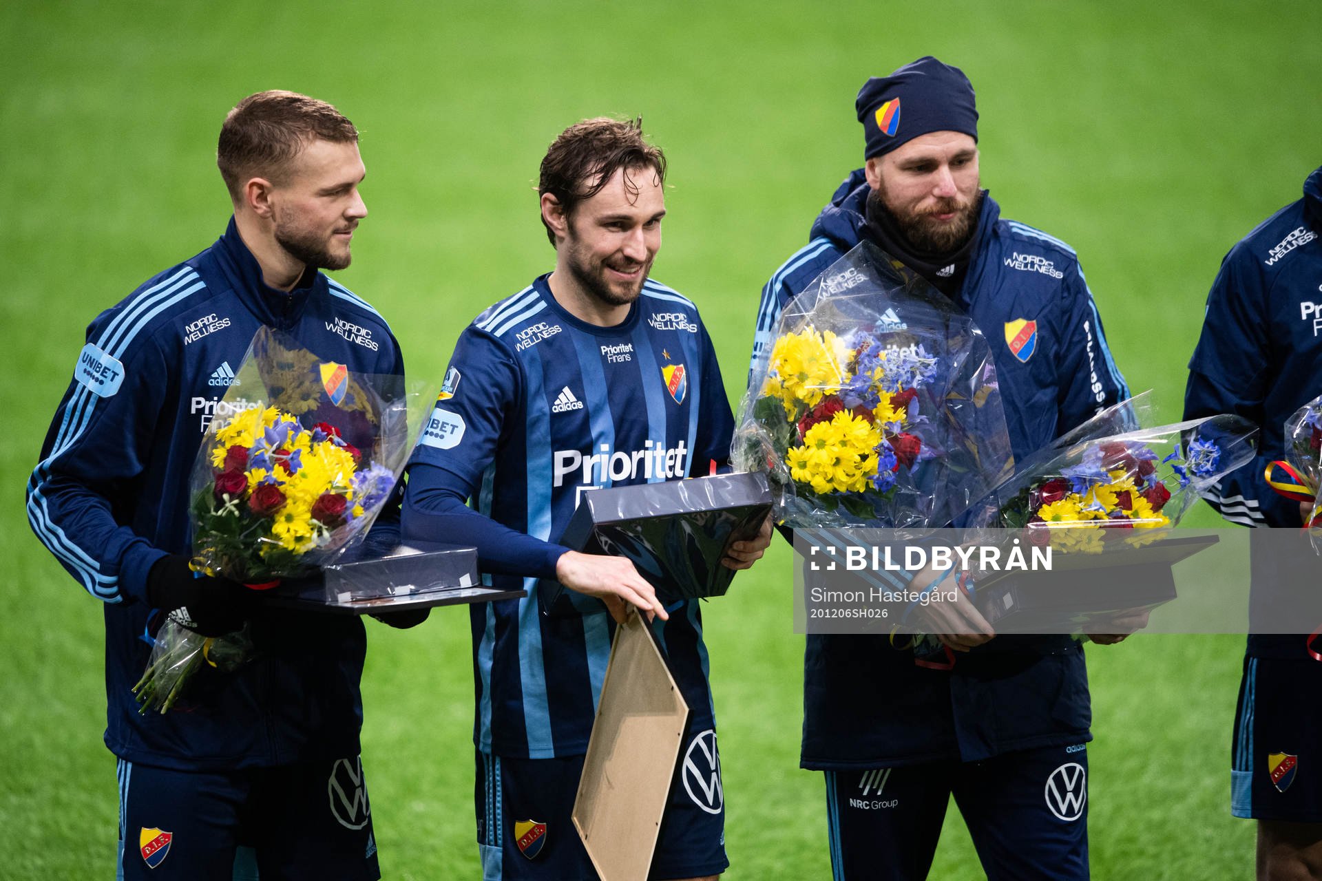 Djurgårdens Jesper Karlström , Kevin Walker, och Jonathan