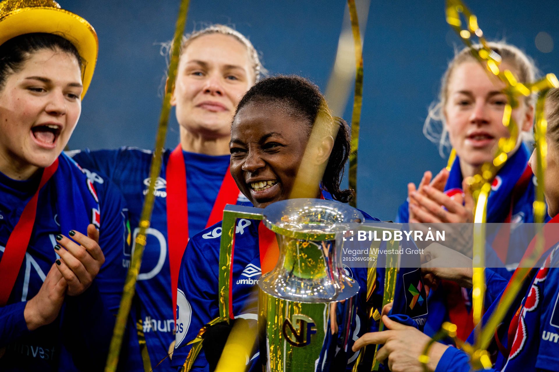 Ajara Njoya of Vålerenga celebrates winning the league