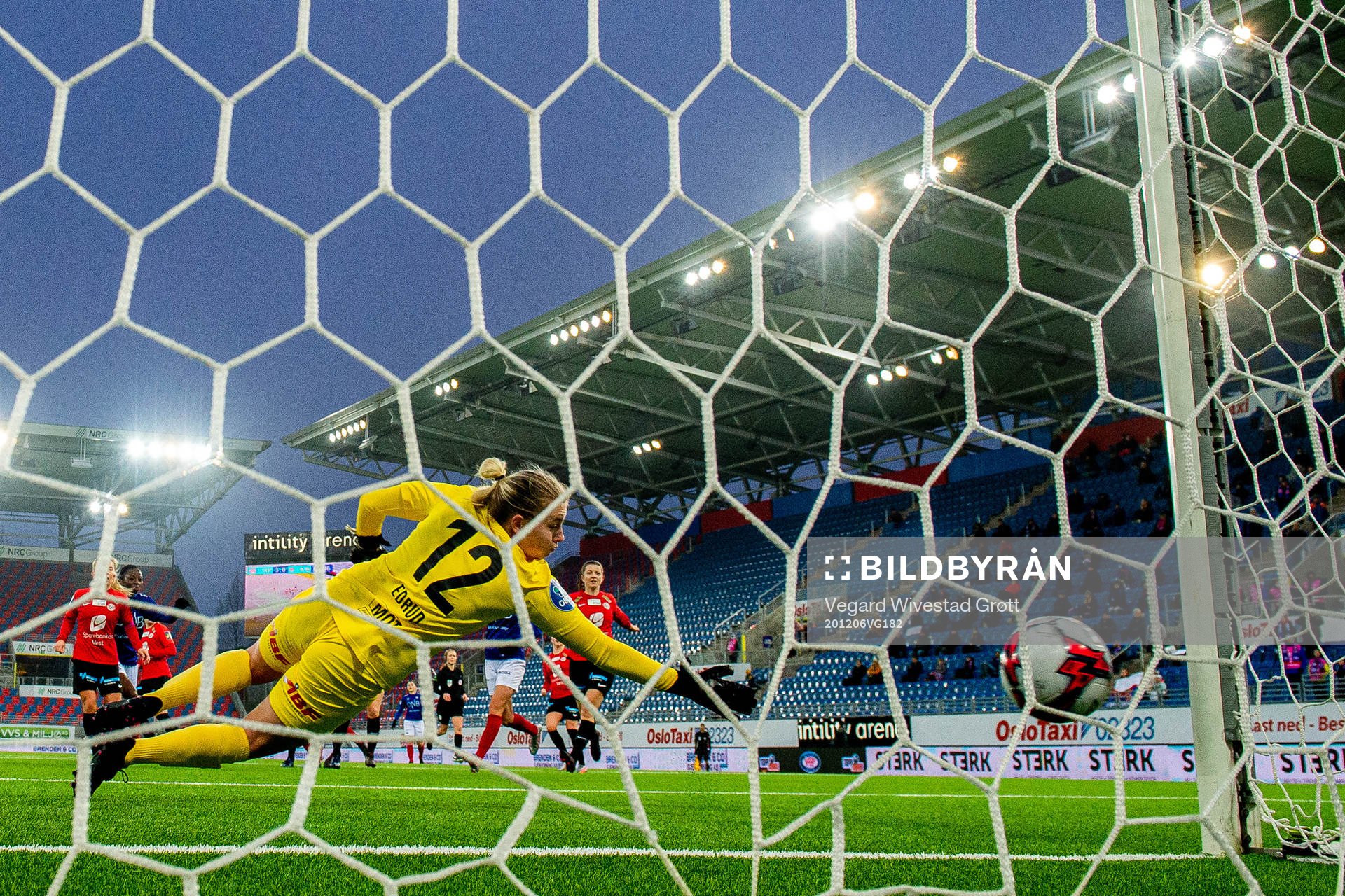 Goalkeeper Moa Edrud of Arna-Bjørnar lets in the 4-0 goal