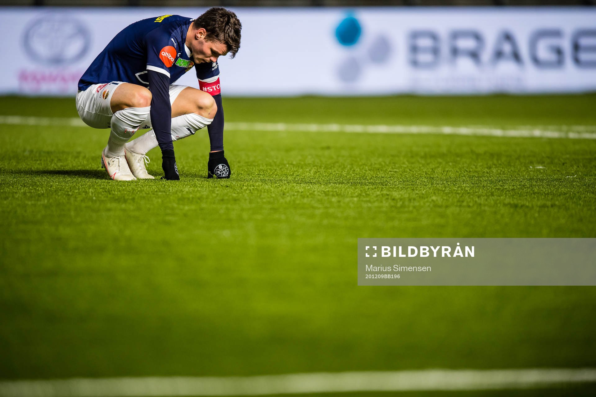 Kristoffer Tokstad of Strømsgodset in pain during the Eliteserien match between Aalesund and Strømsgodset on December 9, 2020 in Ålesund.