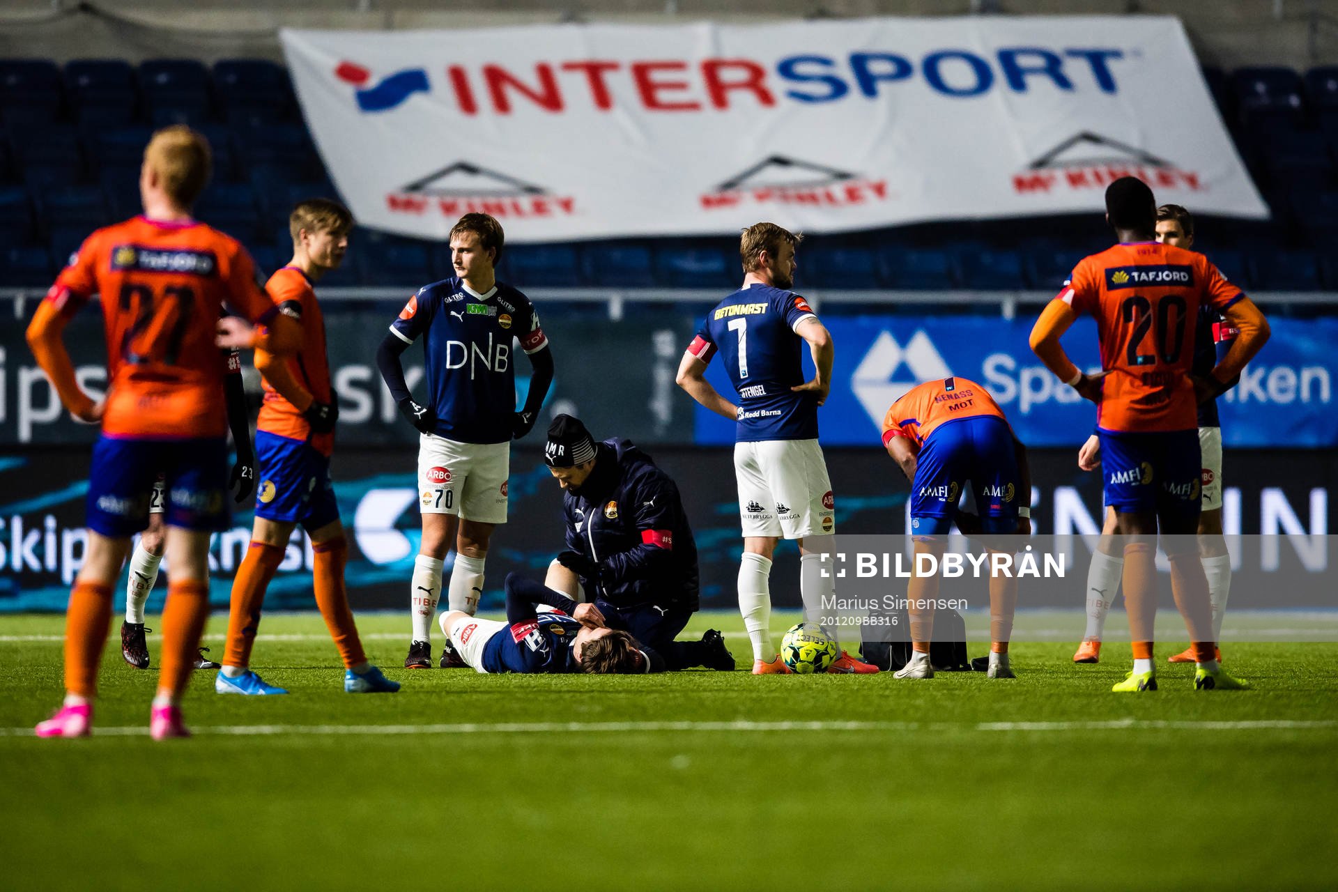 Lars-Christopher Horst Jan Vilsvik of Strømsgodset in pain