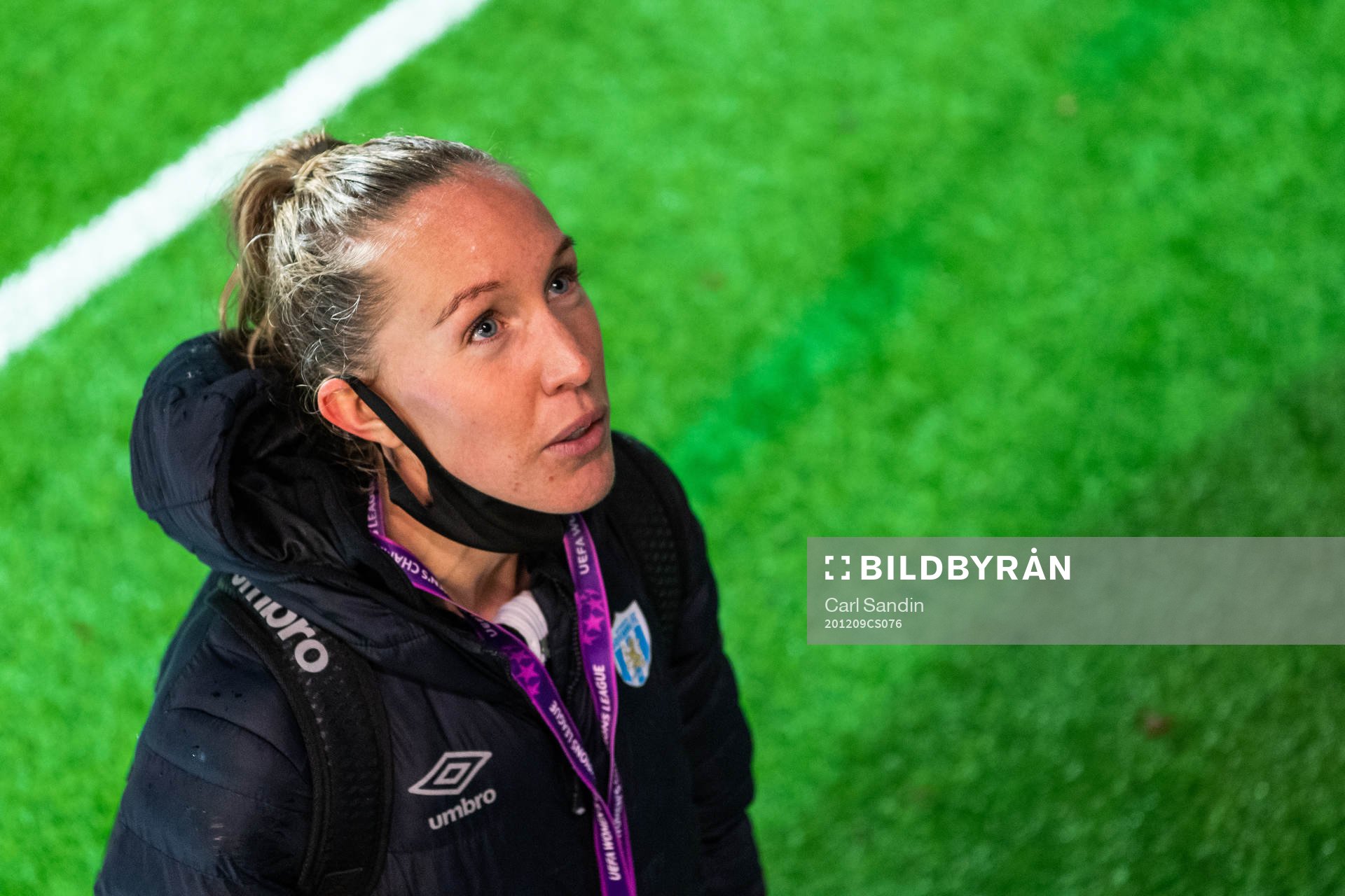 Julia Roddar of Göteborg in the mixed zone after the UEFA Women's Champions League football match between Kopparbergs/Göteborg and Manchester City on December 9, 2020 in Gothenburg.