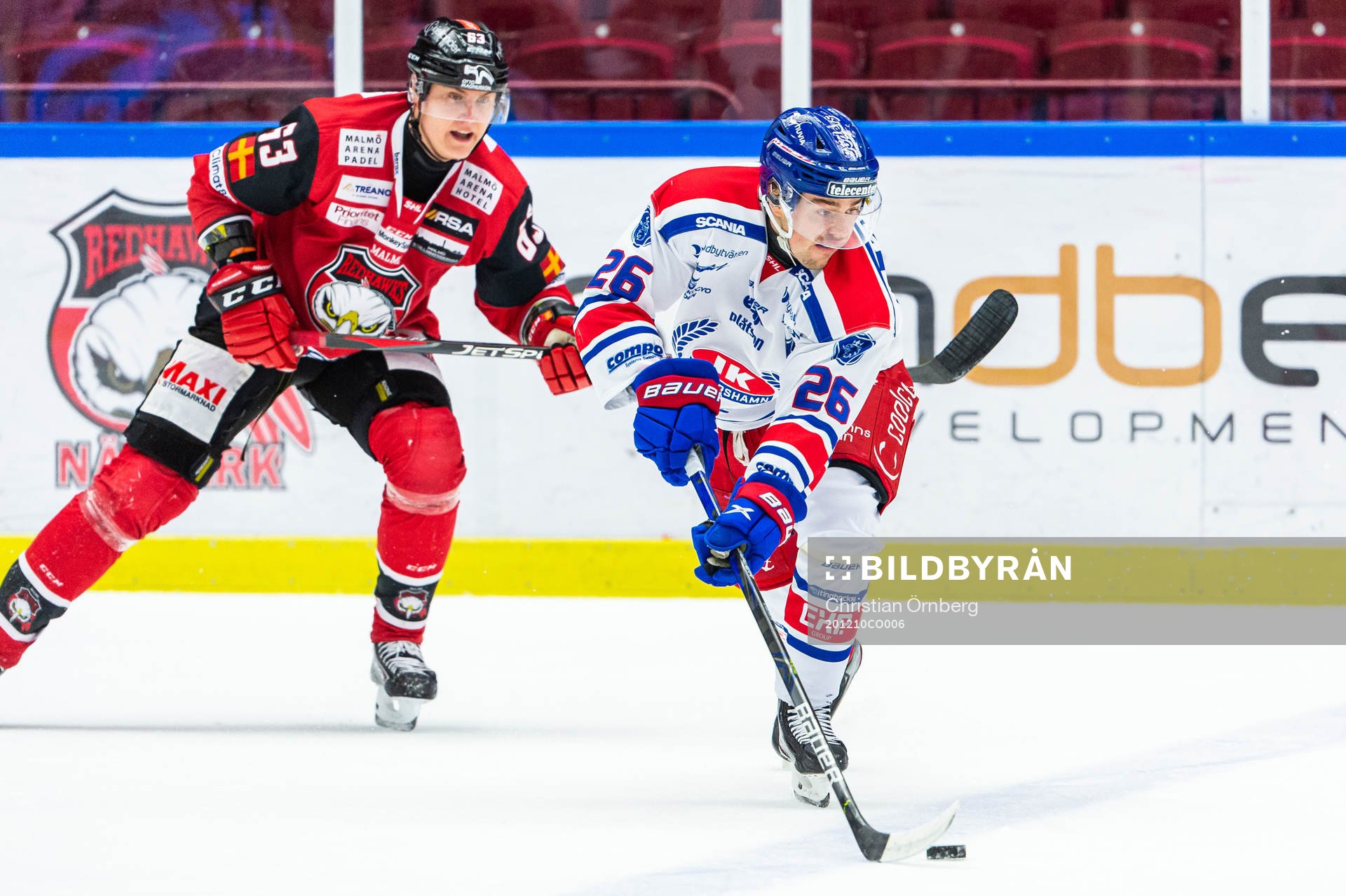 Malmö Redhawks Fredrik Händemark och Oskarshamns Filip