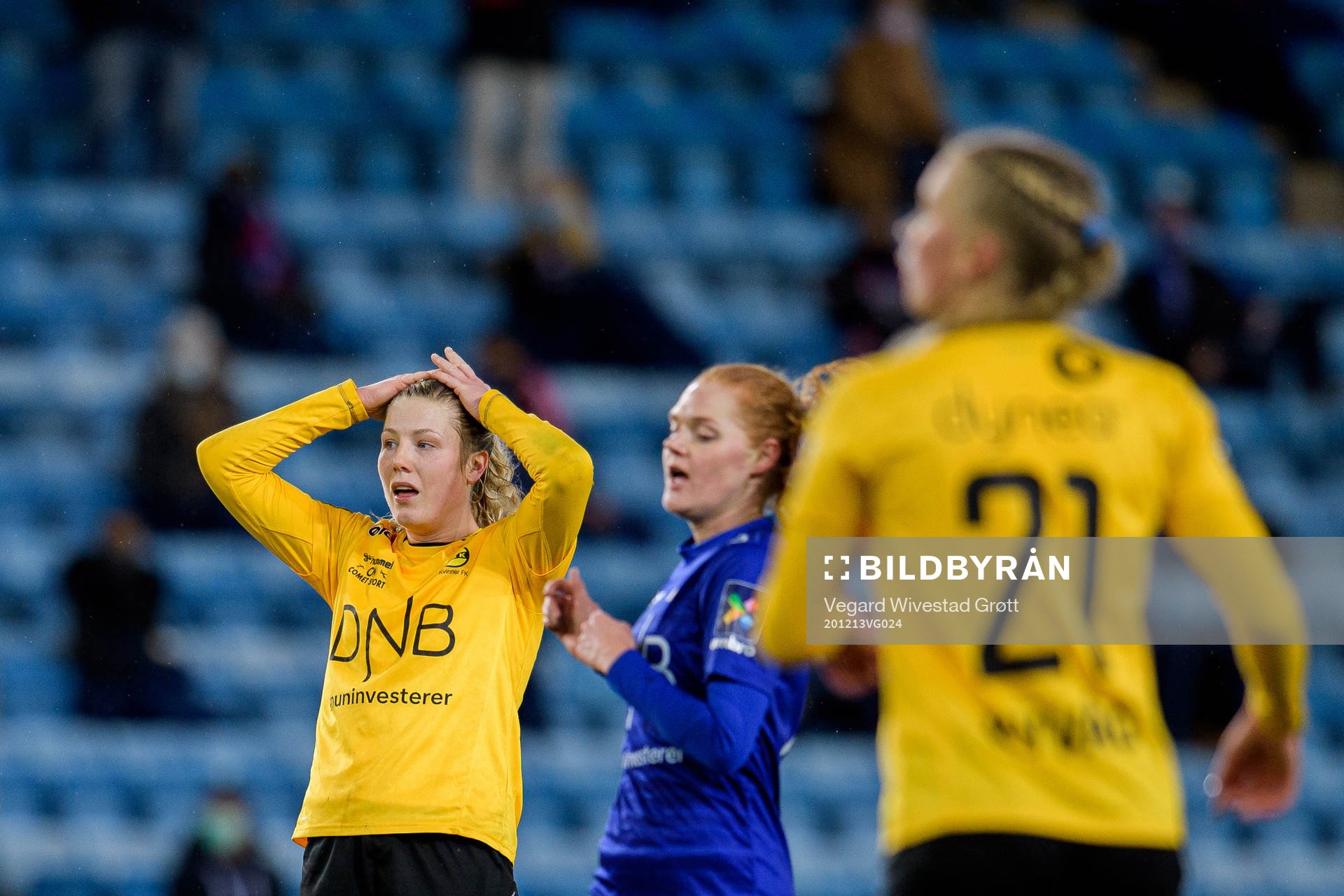 Sophie Haug of LSK Kvinner looks dejected