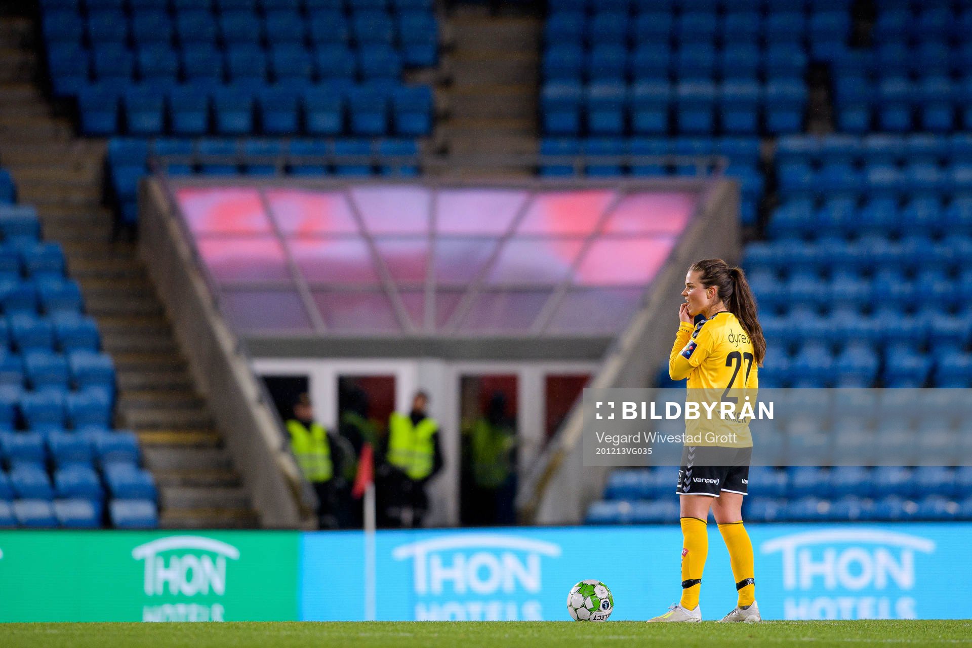 Cathrine Dekkerhus of LSK Kvinner looks dejected