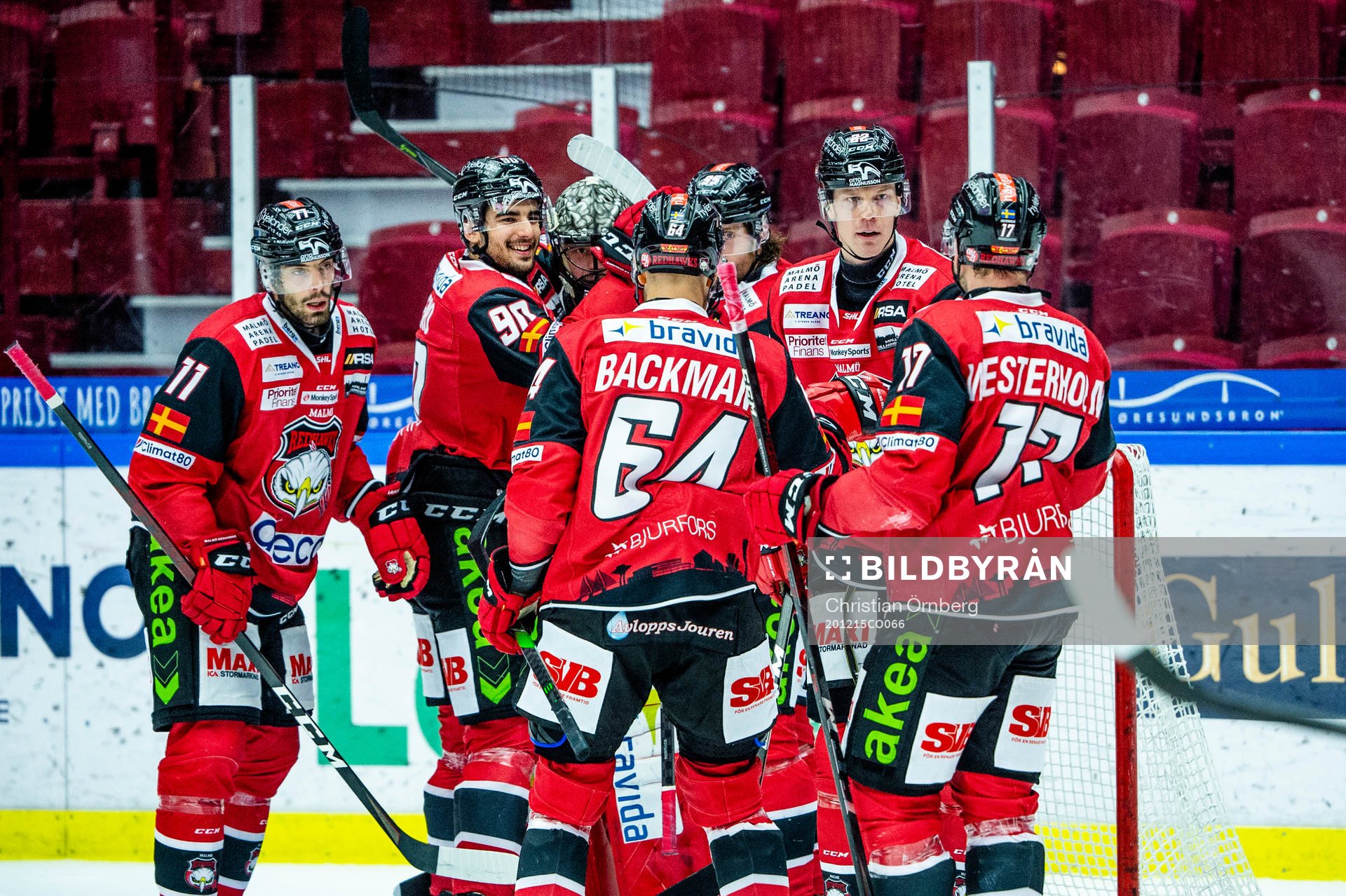 Malmö Redhawks spelare jublar