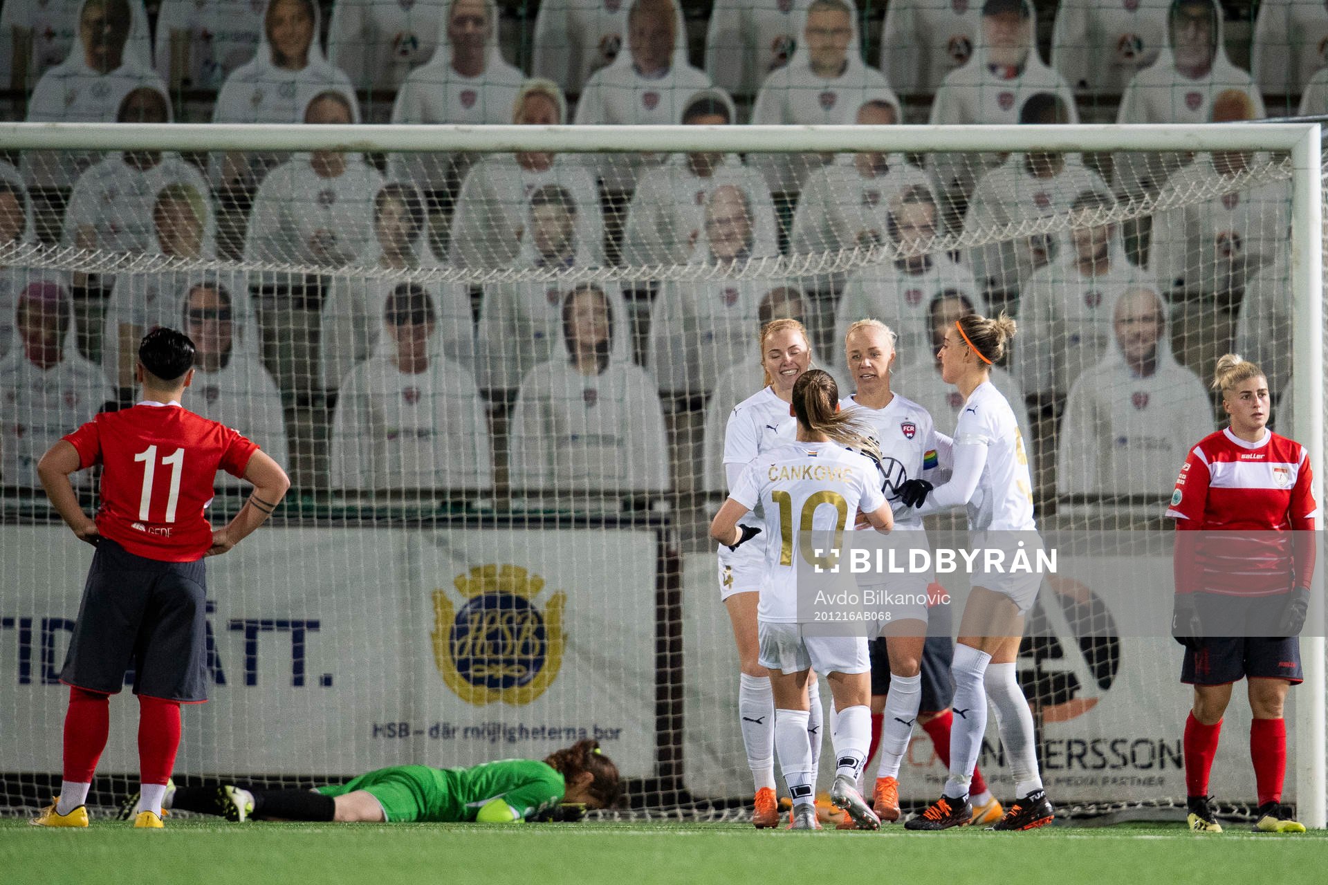 Rosengårds Caroline Seger celebrates while Lanchkhti
