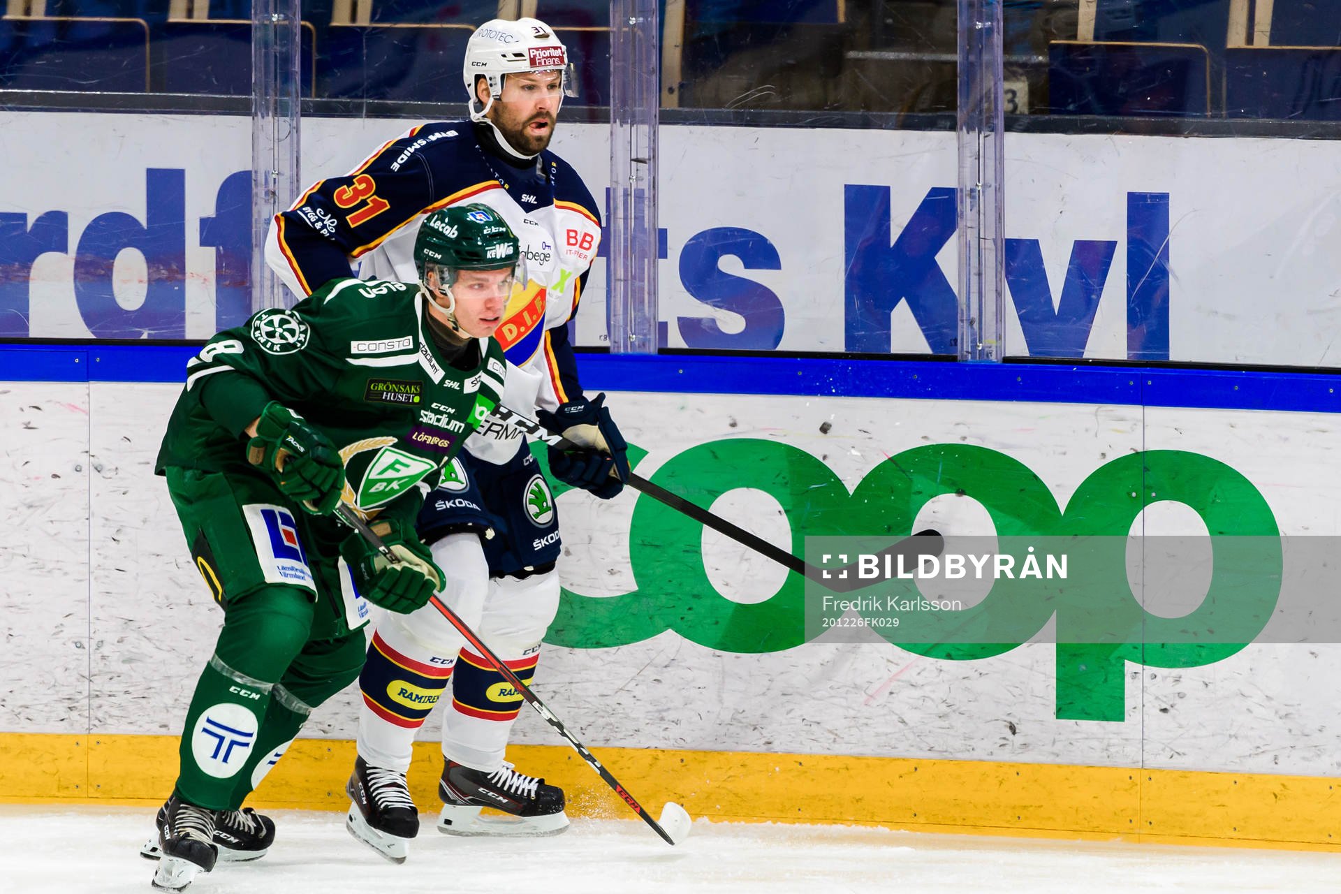 Färjestads Leo Lööf och Djurgårdens Dick Axelsson