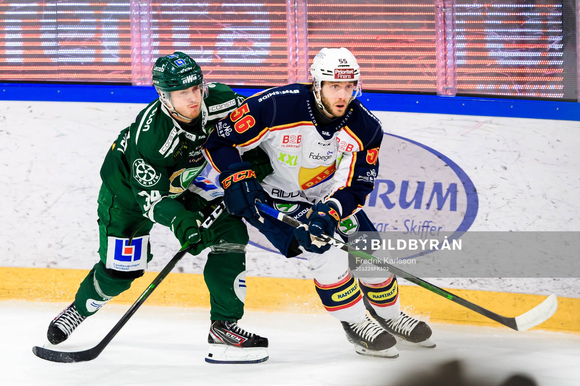 Färjestads Michael Lindqvist och Djurgårdens Robin Norell