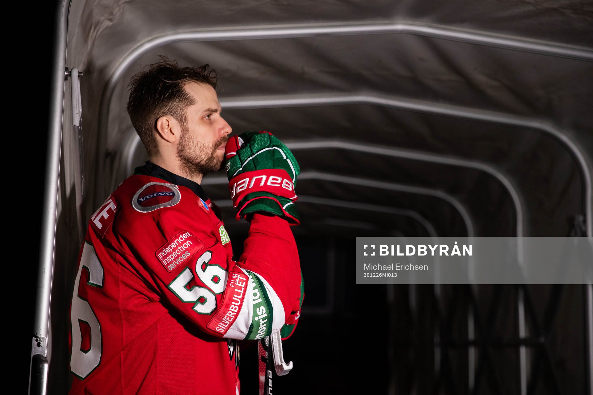 Frölundas Jonathan Sigalet innan ishockeymatchen i SHL