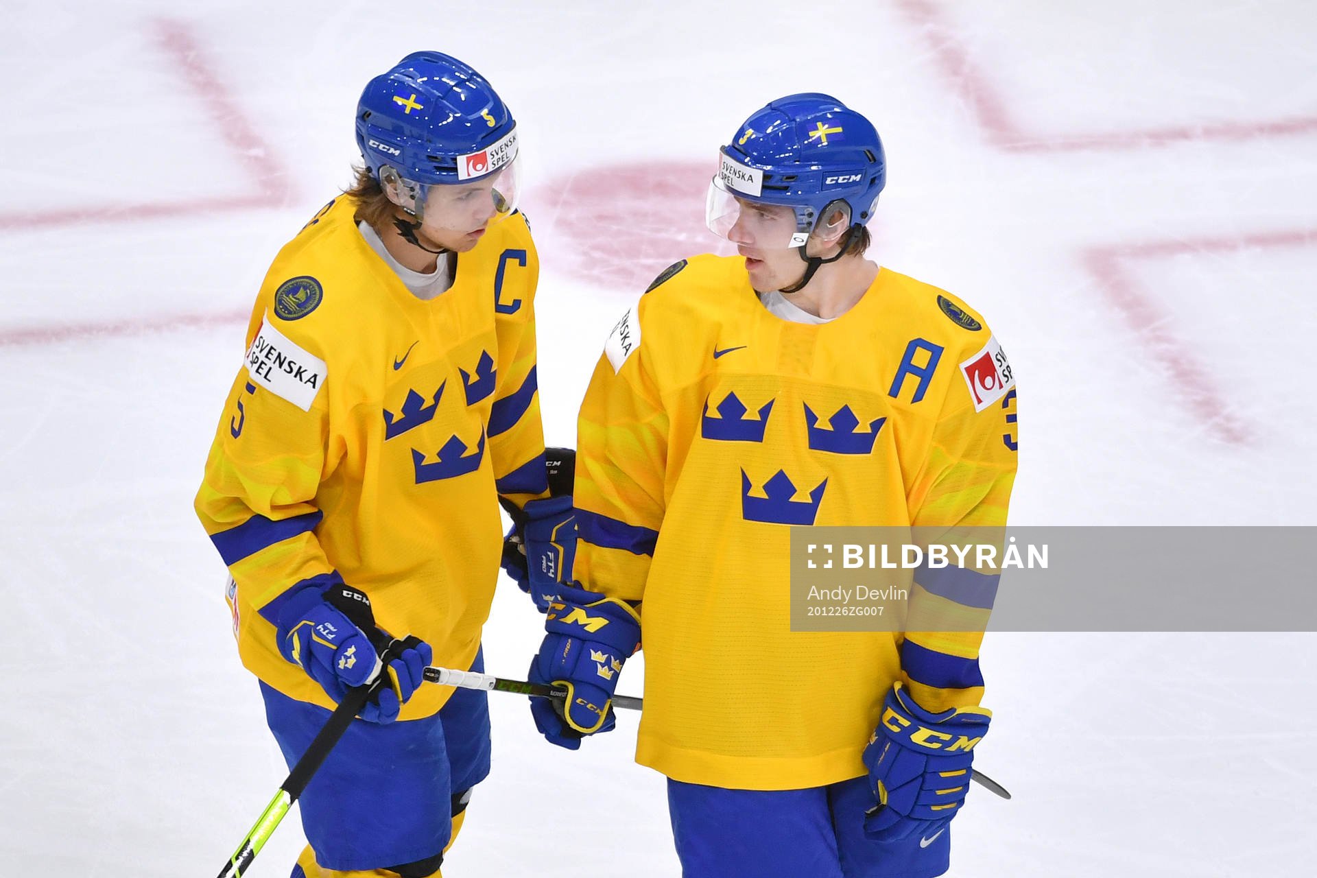 Philip Broberg and Tobias Björnfot of Sweden discuss the