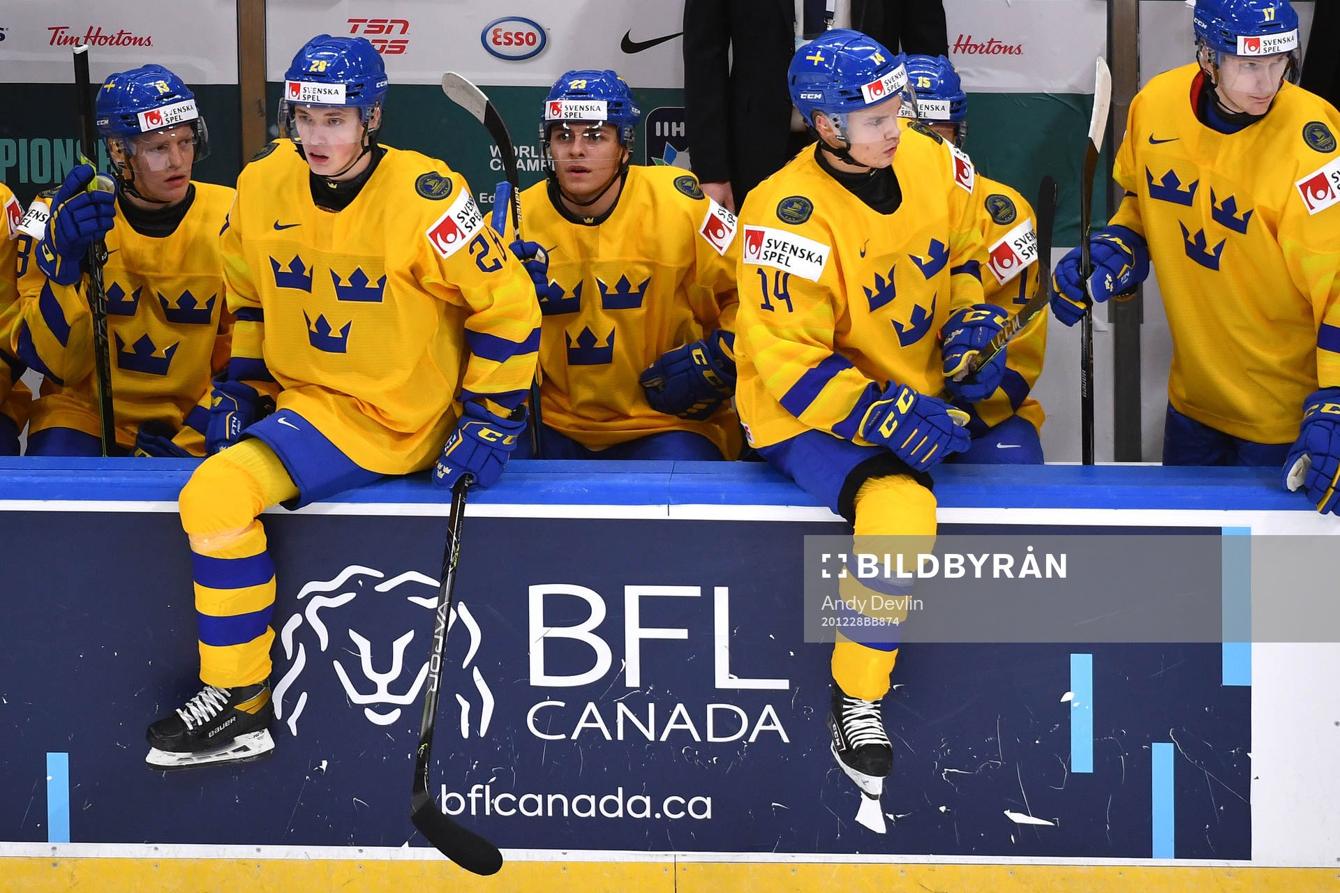 Arvid Costmar and Noel Gunler of Sweden prepare to jump the