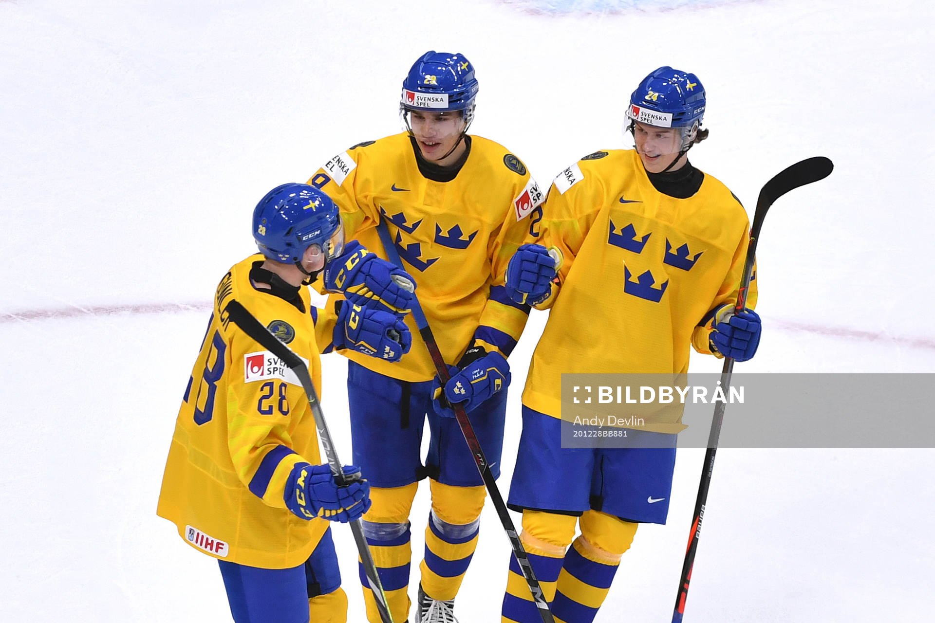 Noel Gunler, Oskar Olausson and Albin Sundsvik of Sweden