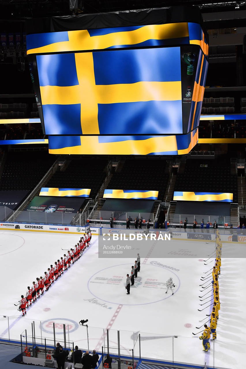 Team Sweden players stand