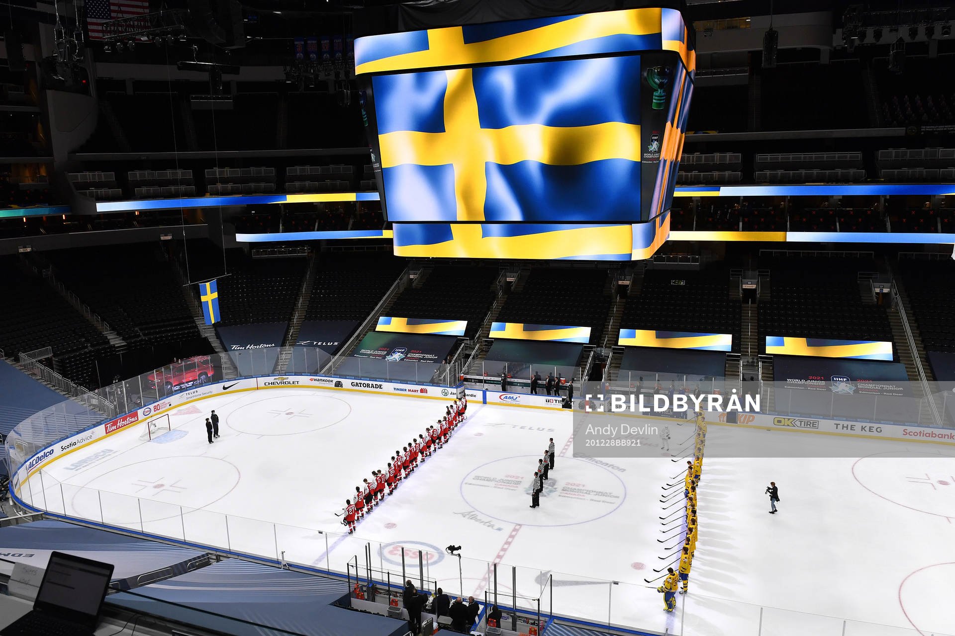 Team Sweden players stand