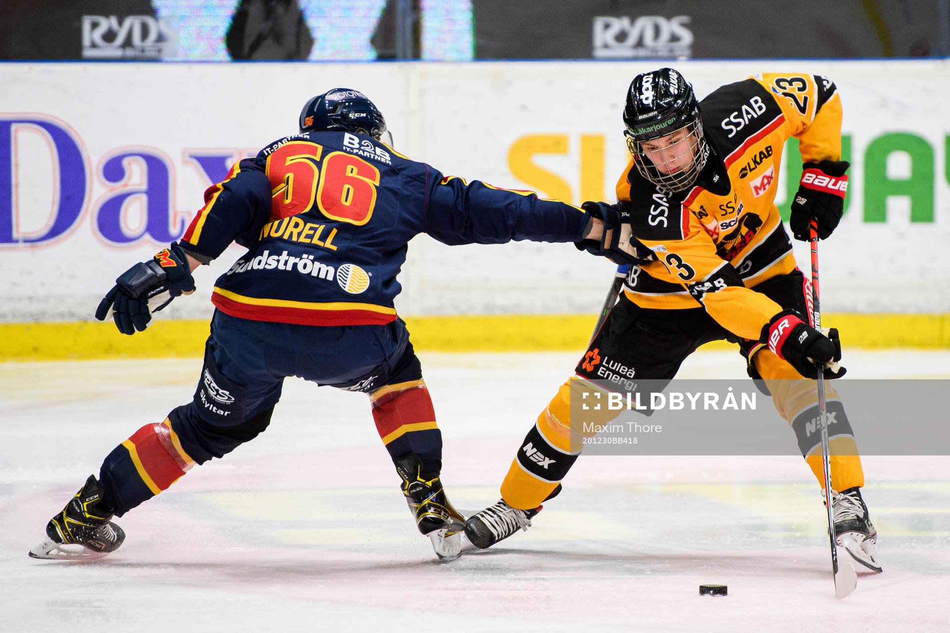 Djurgårdens Robin Norell och Luleås Fabian Lysell