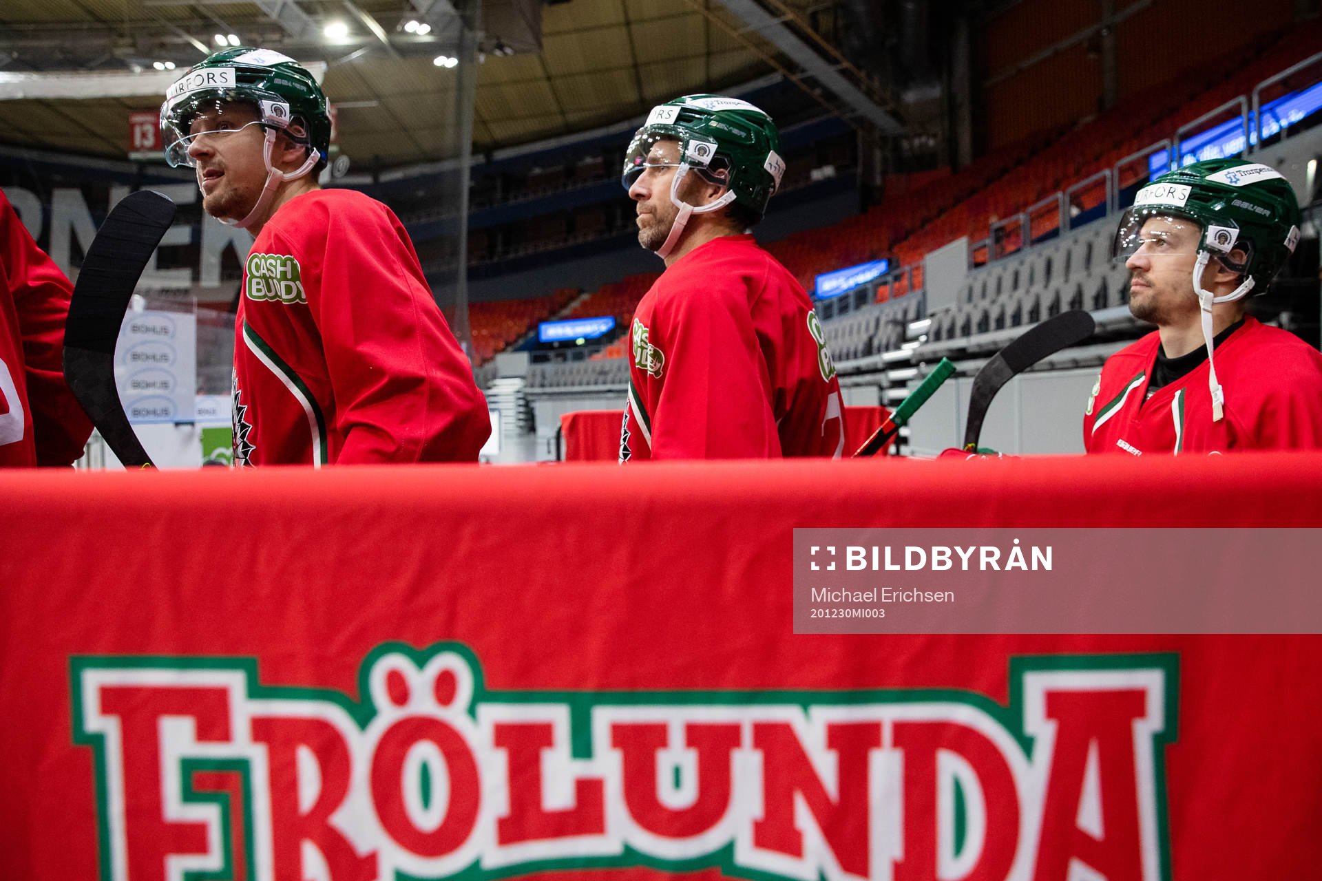 Frölundas Nicklas Lasu, Joel Lundqvist och Patrik Carlsson