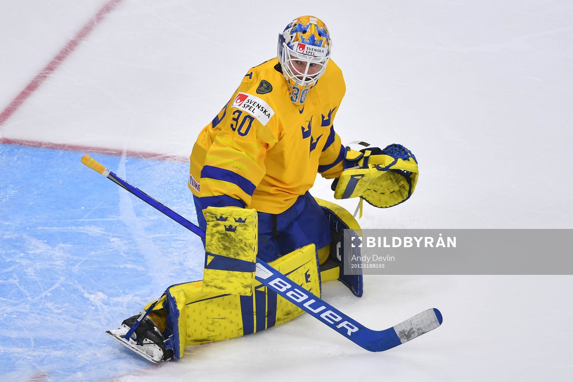 Hugo Alnefelt of Sweden makes a save