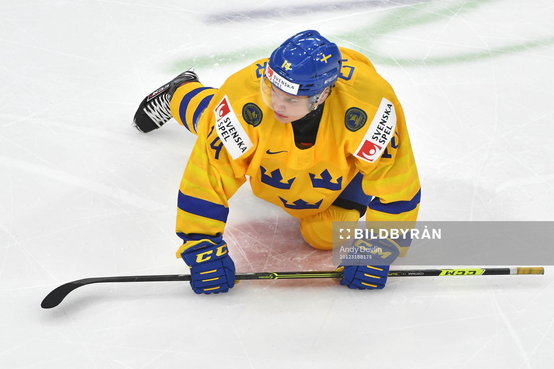 Arvid Costmar of Sweden stretches