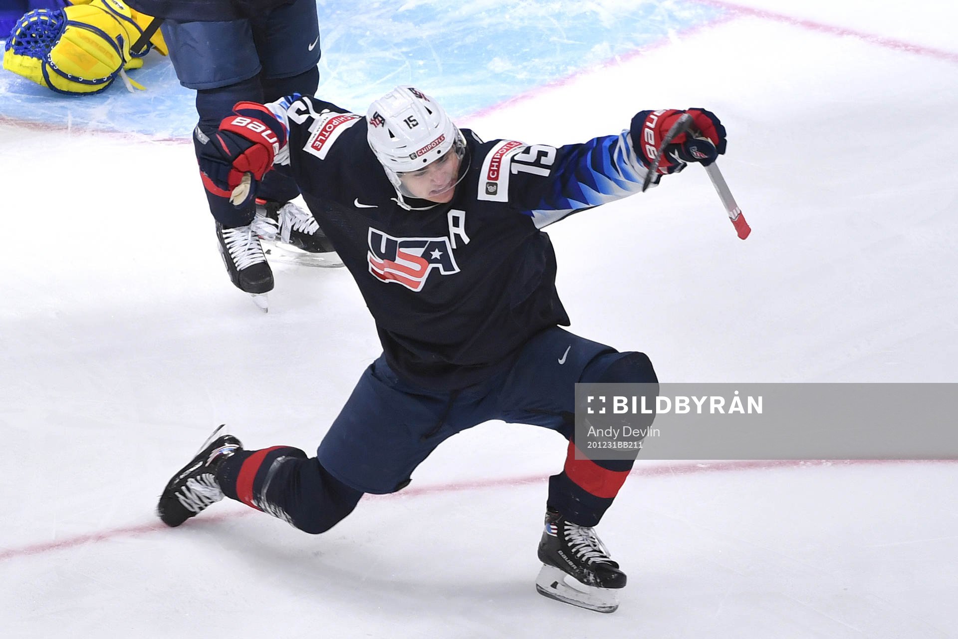 Alex Turcotte of USA celebrates the 4-0 goal