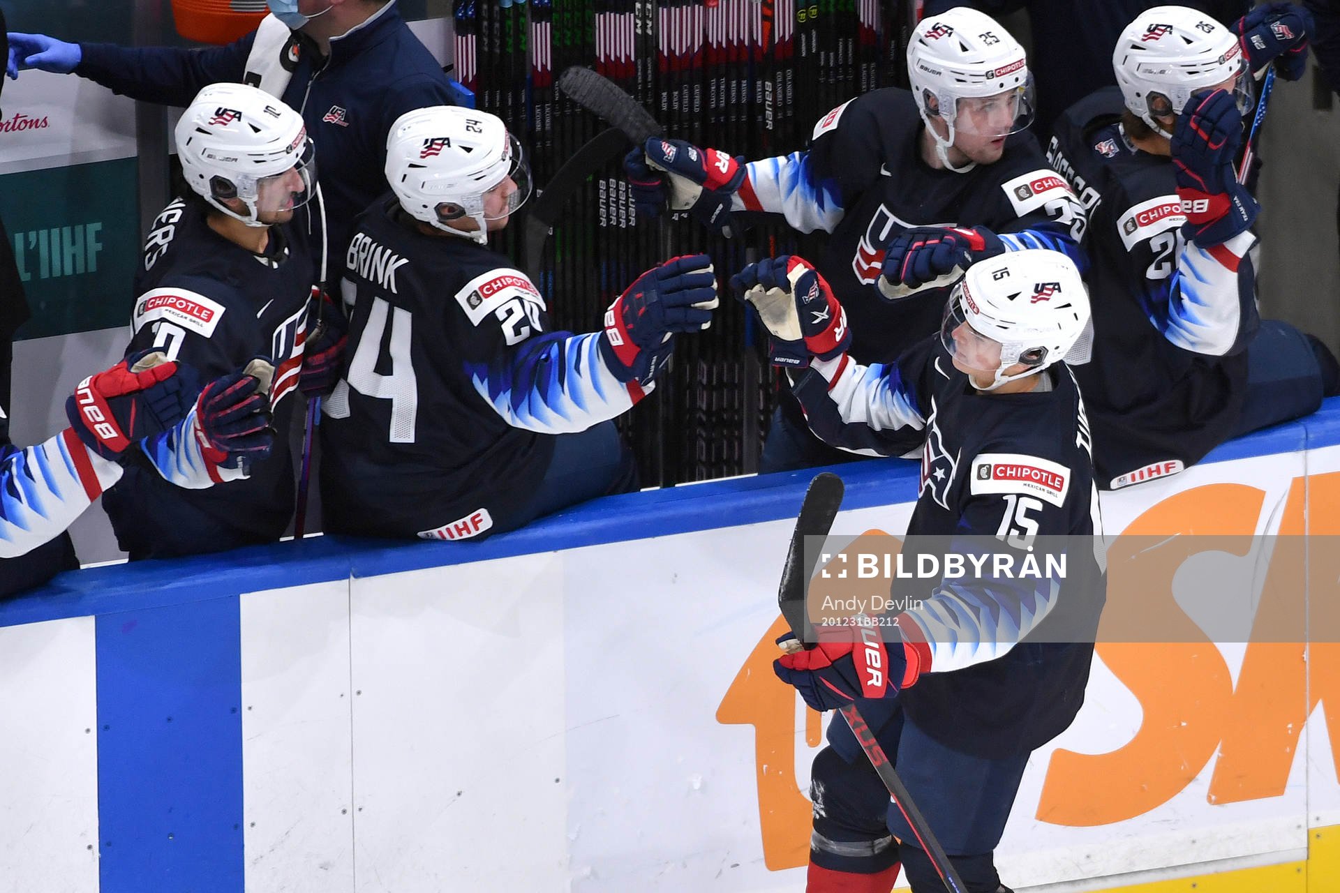 Alex Turcotte of USA celebrates the 4-0 goal