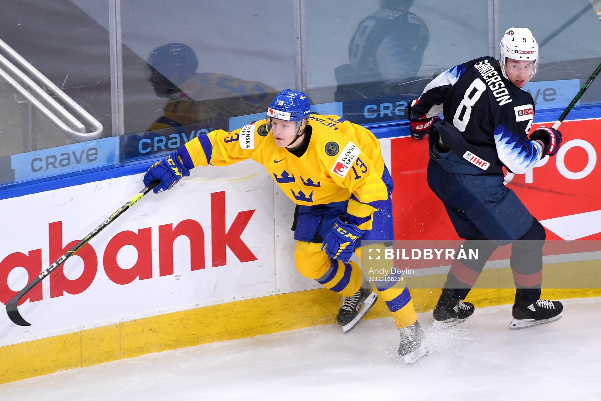 Emil Heineman of Sweden and Jake Sanderson of USA look