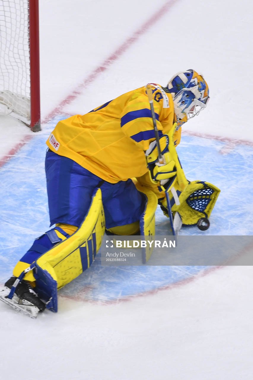 Hugo Alnefelt of Sweden makes a save