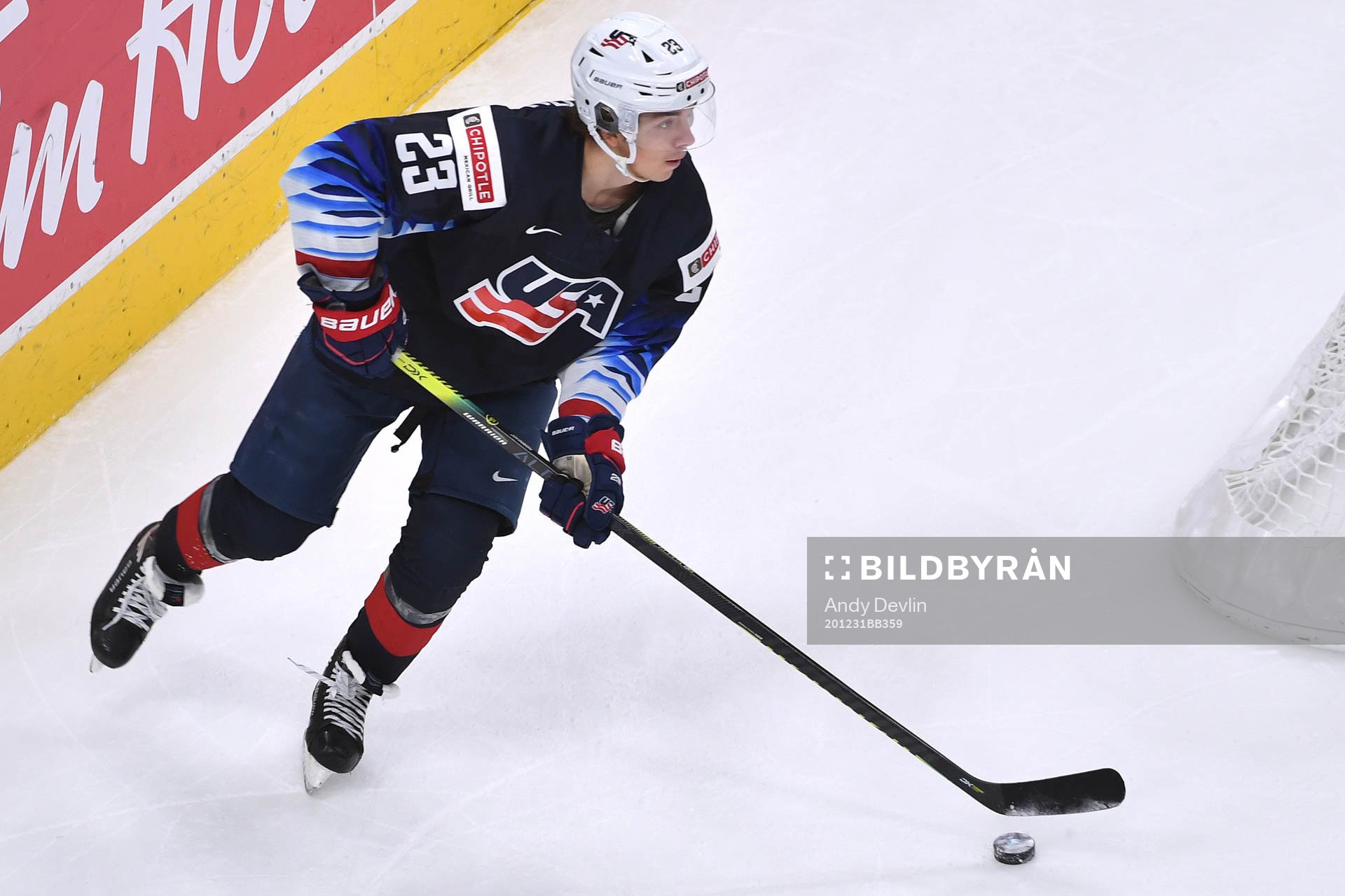 Ryan Johnson of USA skates with the puck