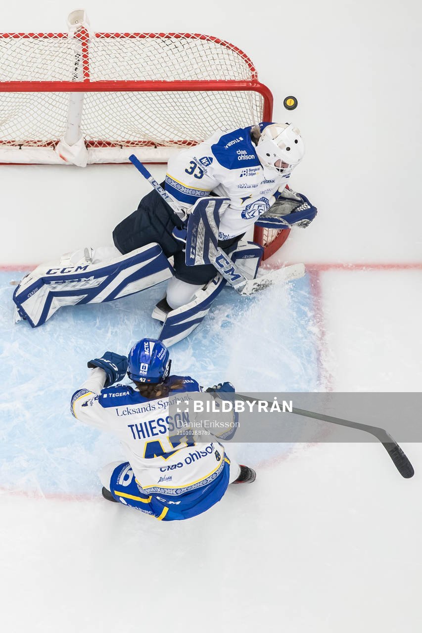 Leksands målvakt Amanda Johansson och Leksands Abigael