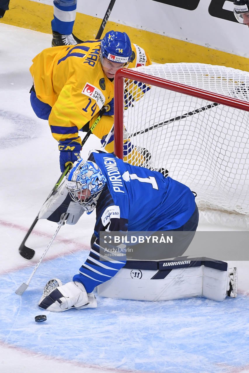 Kari Piiroinen of Finland makes a save