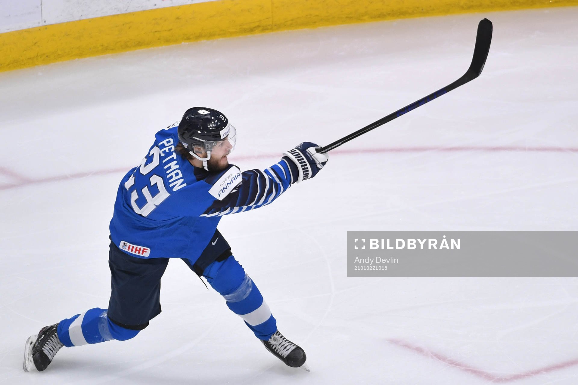 Mikko Petman of Finland shoots the puck