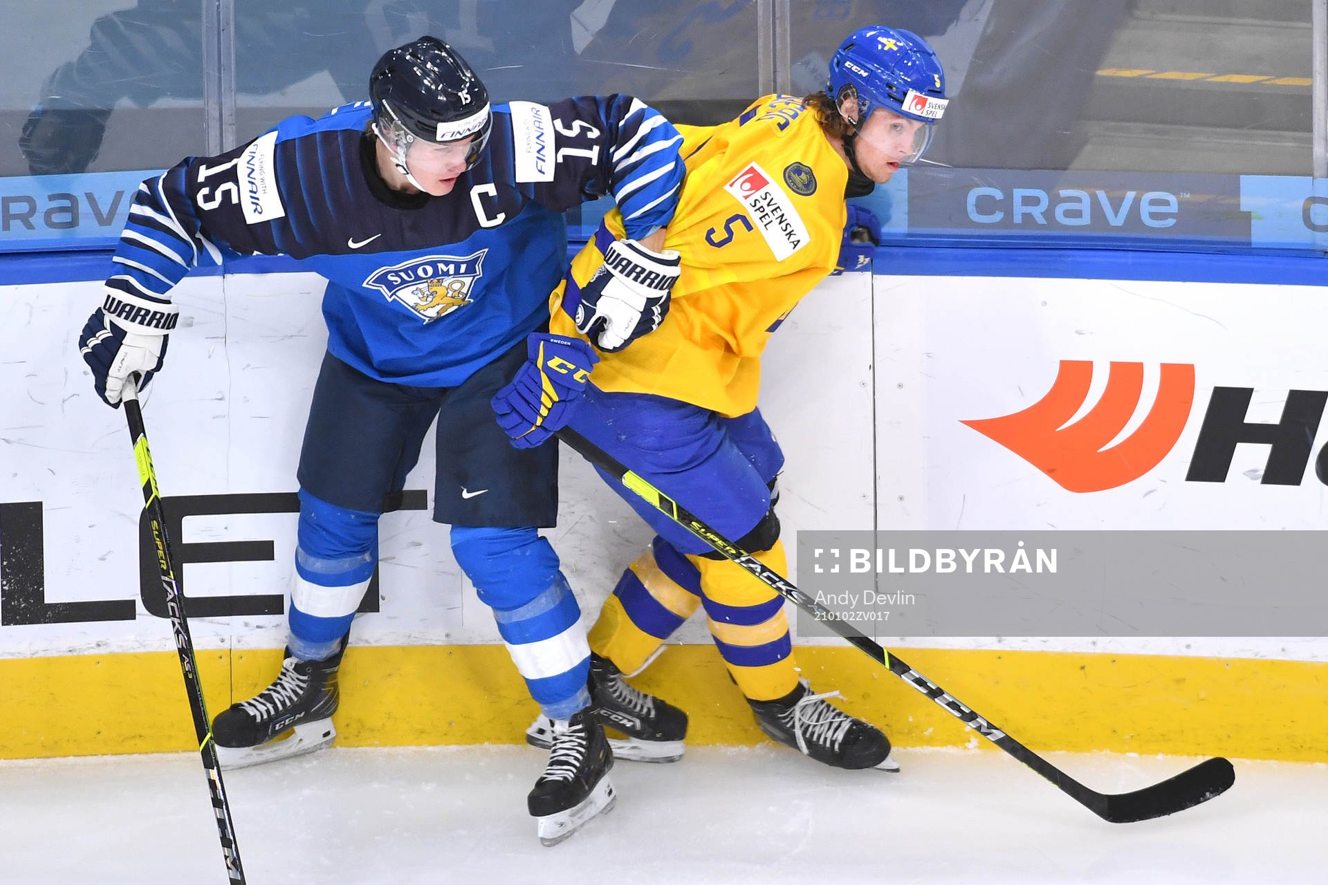 Anton Lundell of Finland and Philip Broberg of Sweden