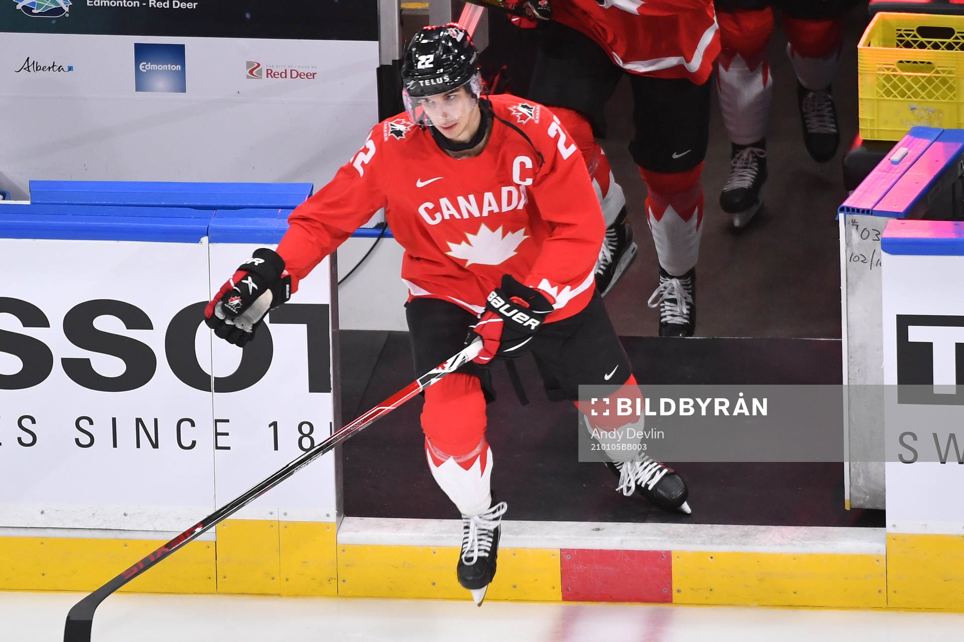 Dylan Cozens of Canada steps