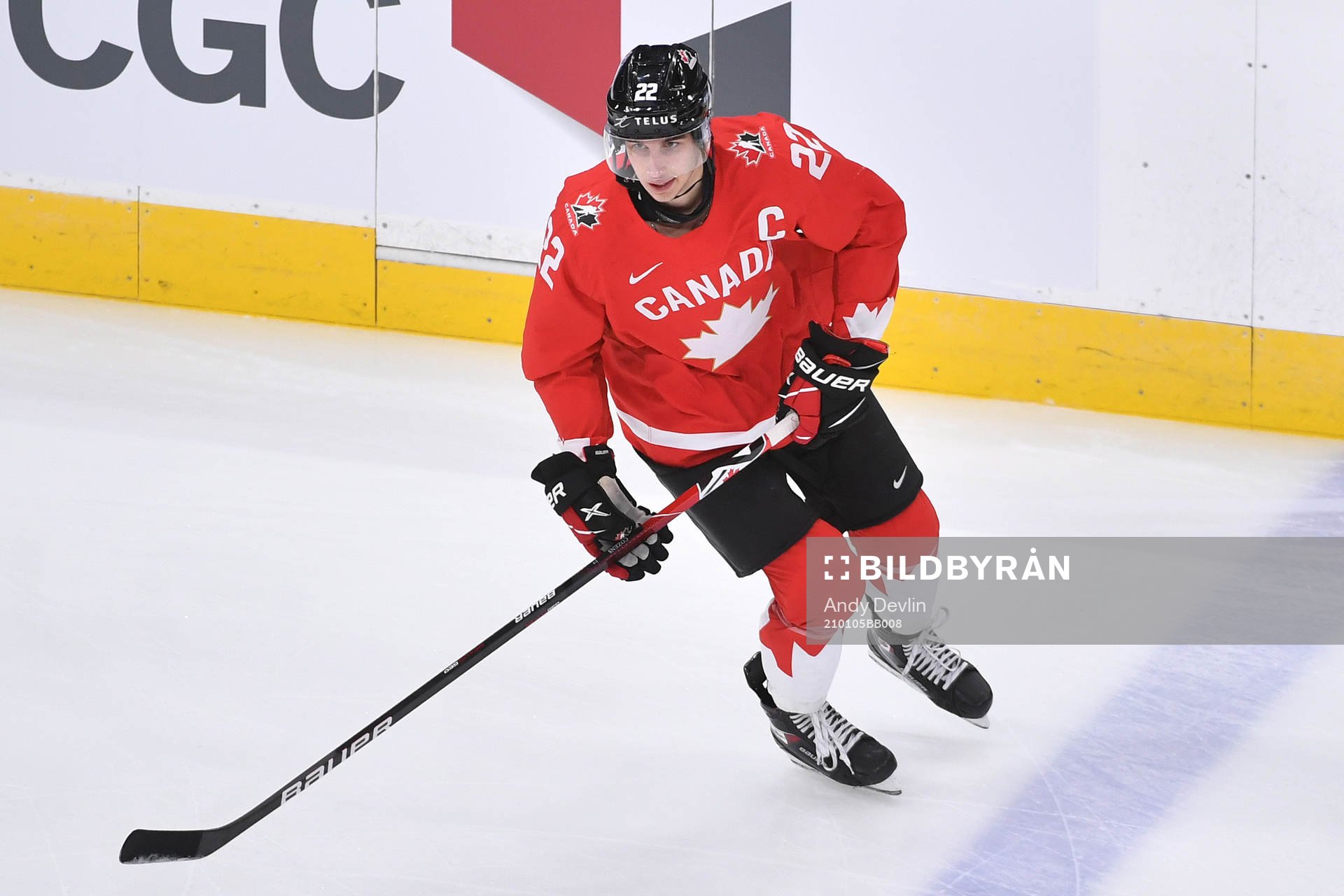 Dylan Cozens of Canada skates