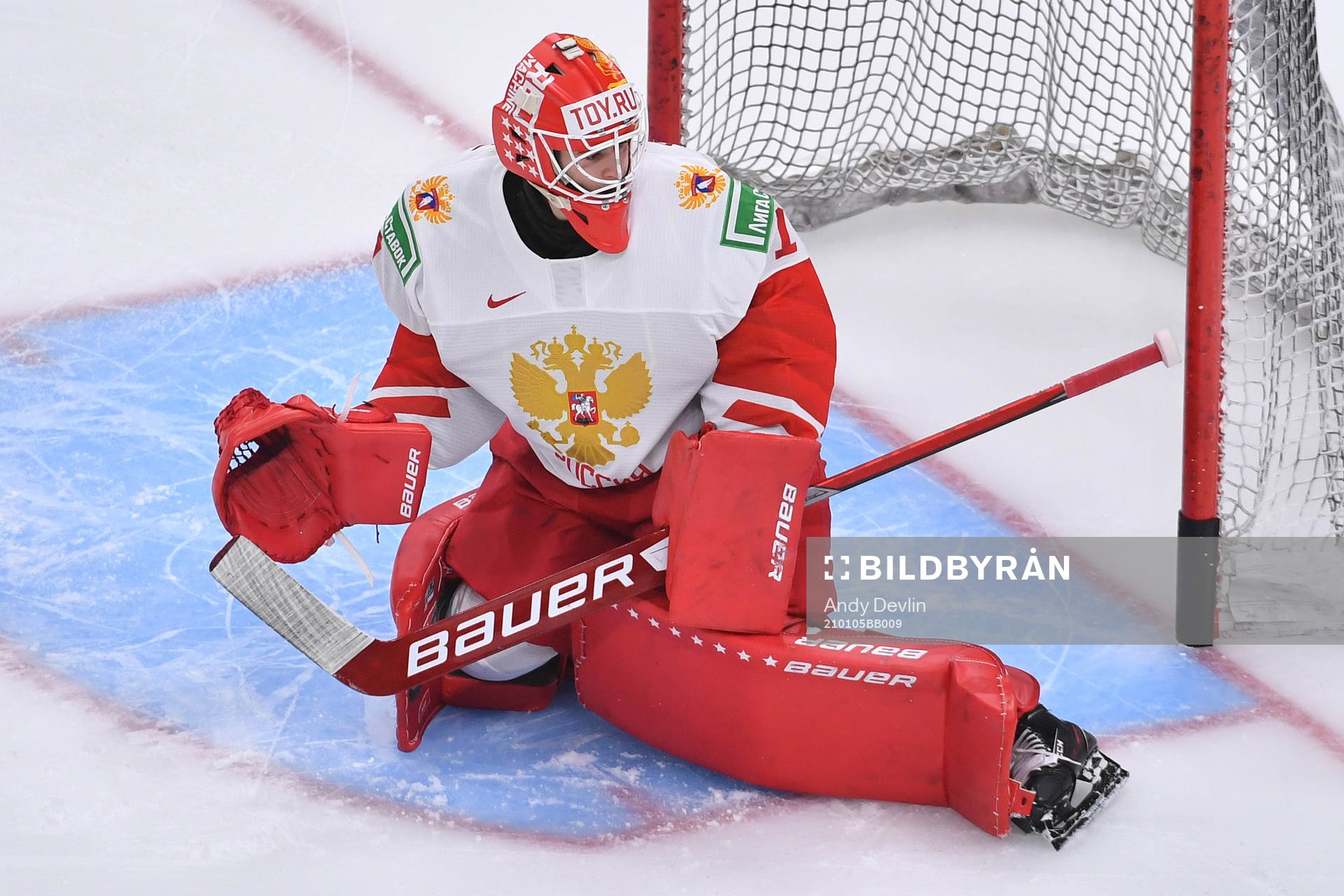 Yaroslav Askarov of Russia participates in warm up