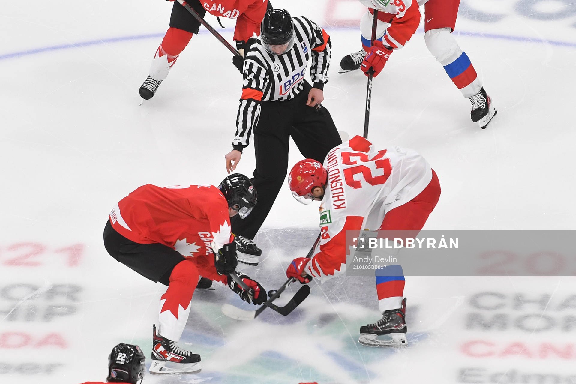 Marat Khusnutdinov of Russia and Connor McMichael of Canada