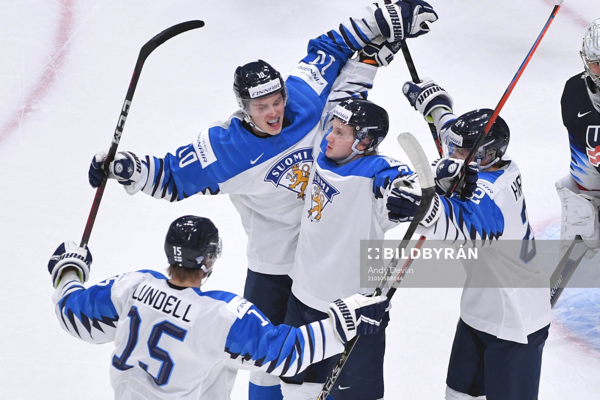 Kasper Simontaival of Finland celebrates the game tying