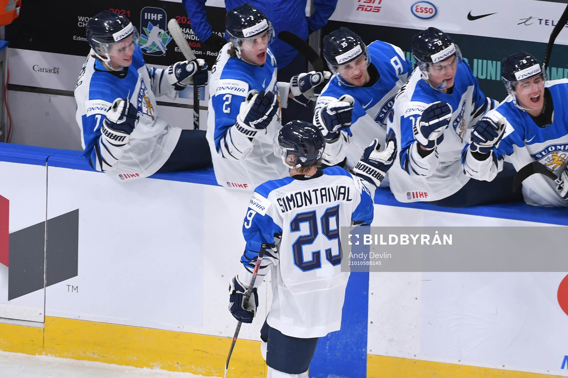 Kasper Simontaival of Finland celebrates the game tying goal