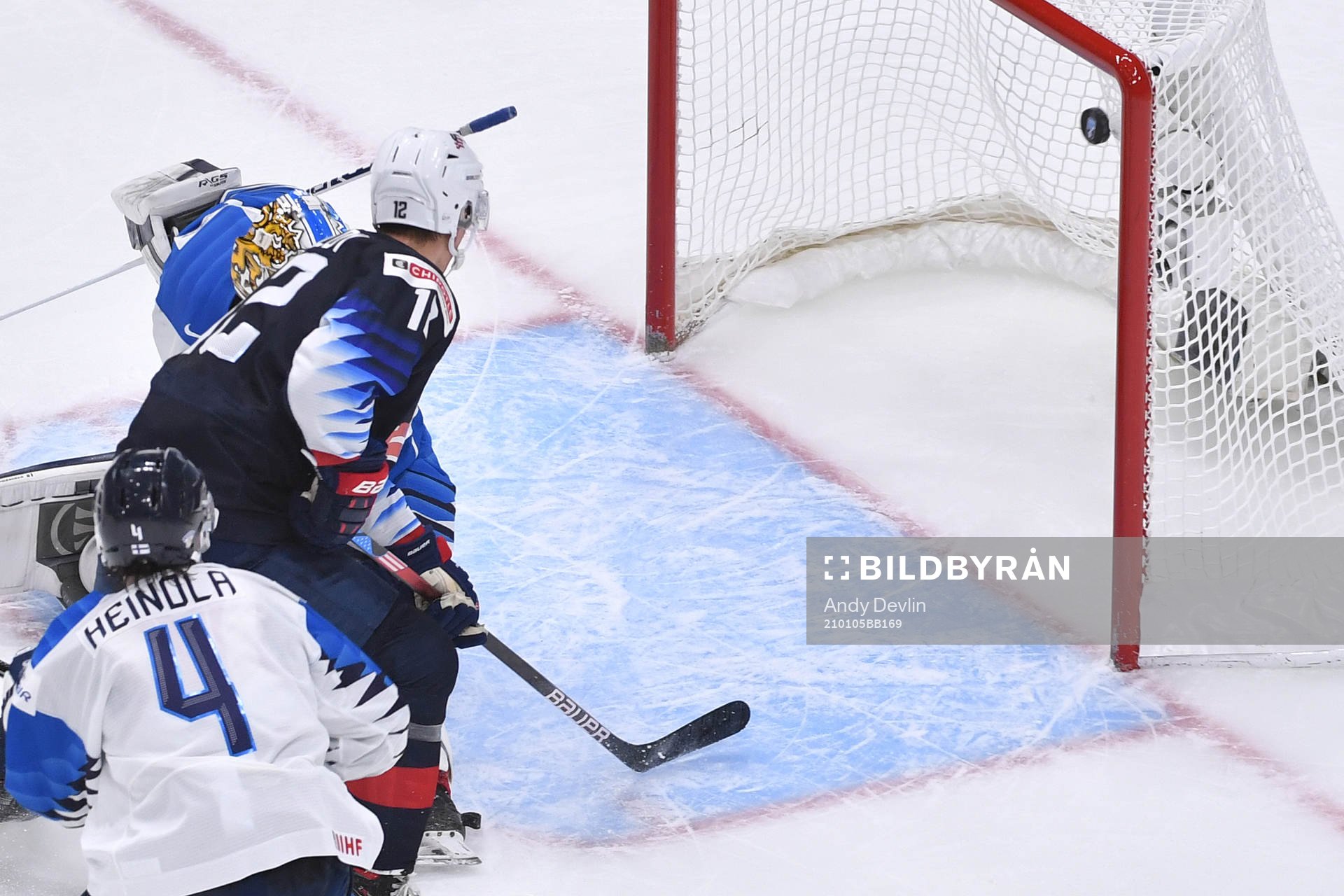 Matthew Boldy of USA scores a power play goal to make the