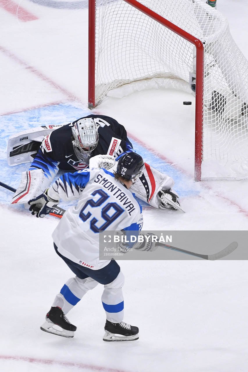 Kasper Simontaival of Finland scores