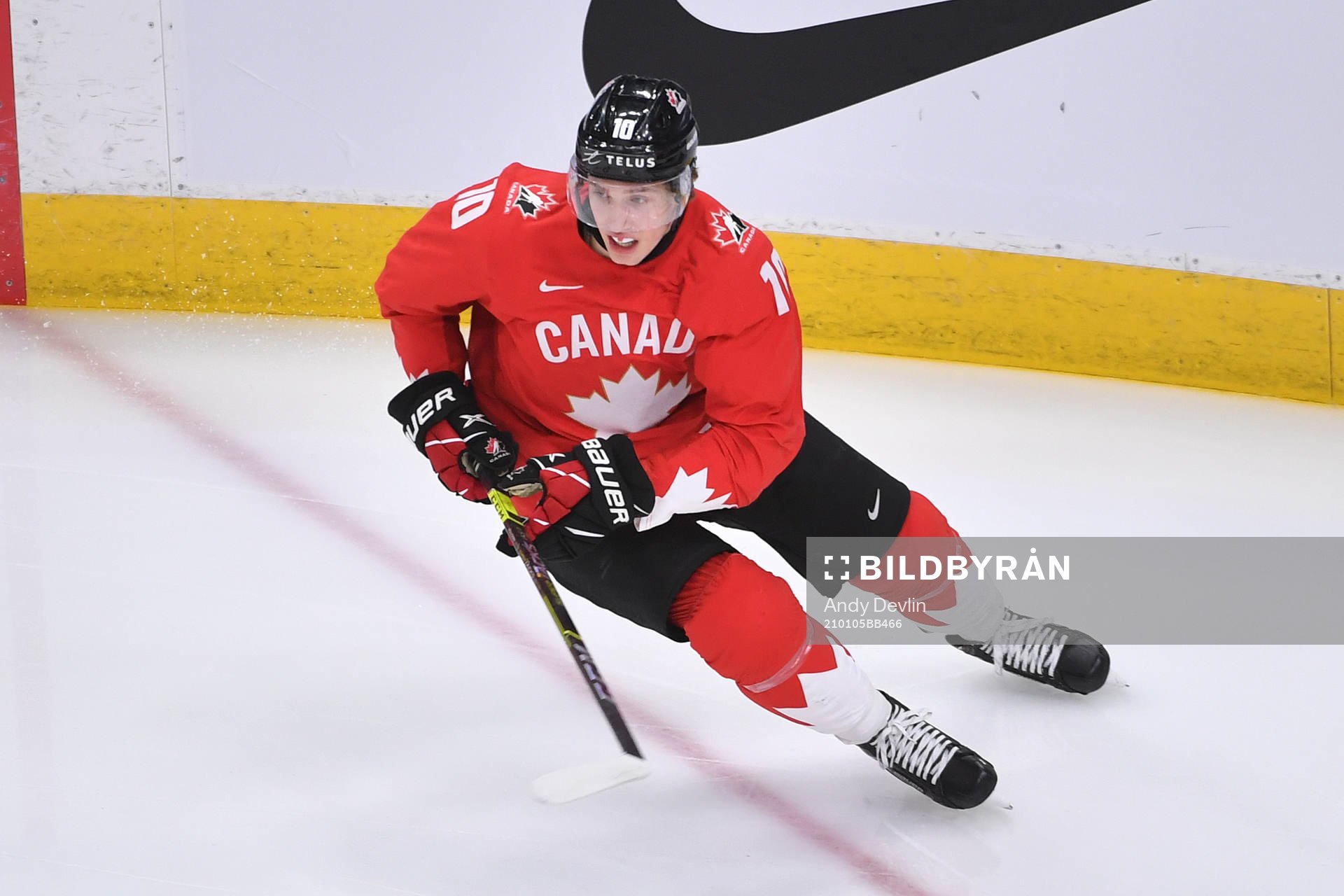 Dylan Holloway of Canada skates